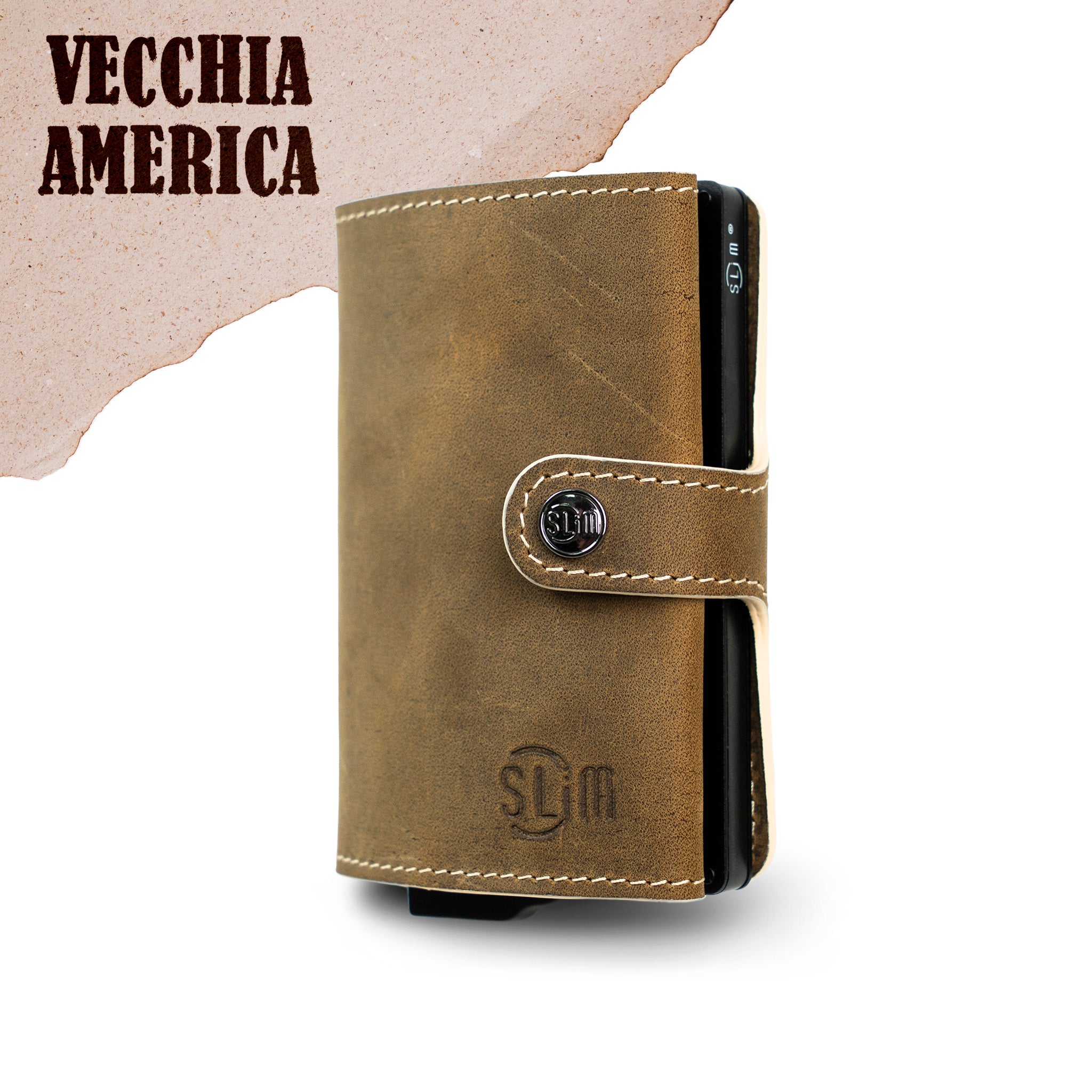 SLim Crazy Horse porta carte pelle cuoio senza zip RFID
