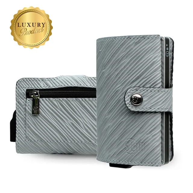 SLim Vera Pelle Epi Portafoglio Grigio Ghiaccio RFID