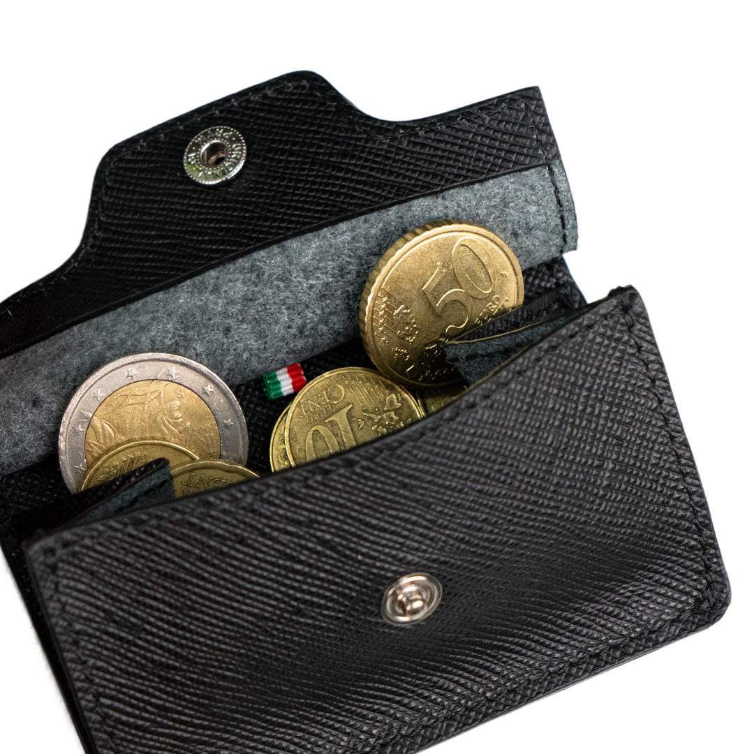 SLim Be Coin Saffiano Nero Portamonete Pelle Piccolo