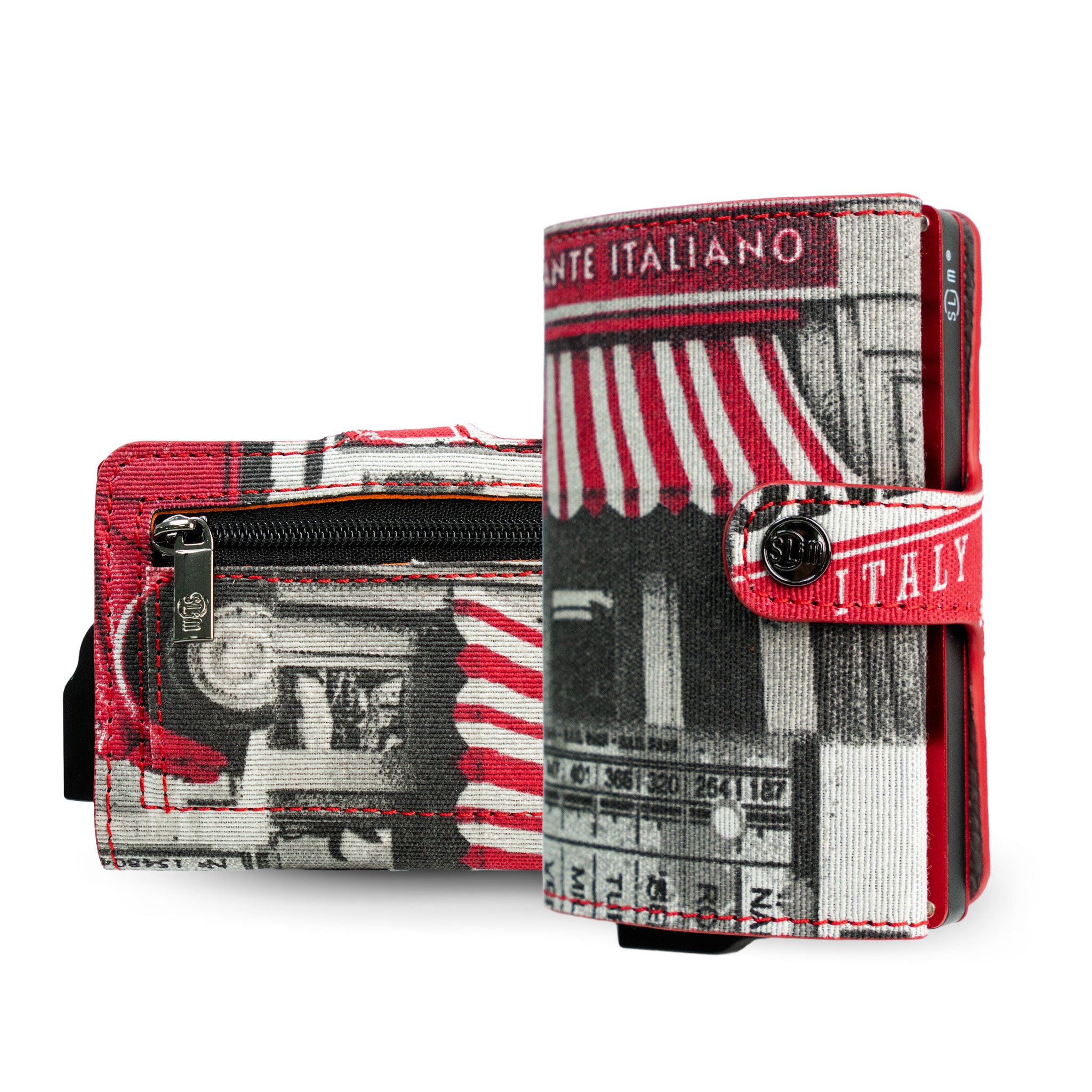 SLim Vera Pelle Dolce Vita Ristorante portafoglio compatto RFID