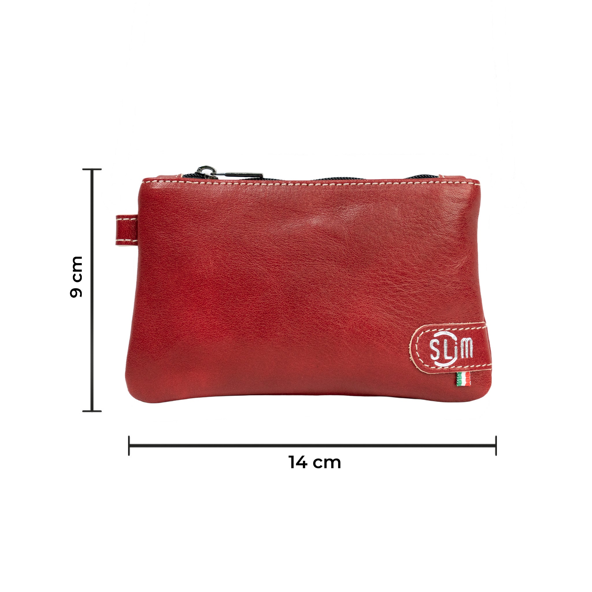 SLim Mini Pochette Pelle Rosso Vera Pelle Vegetale