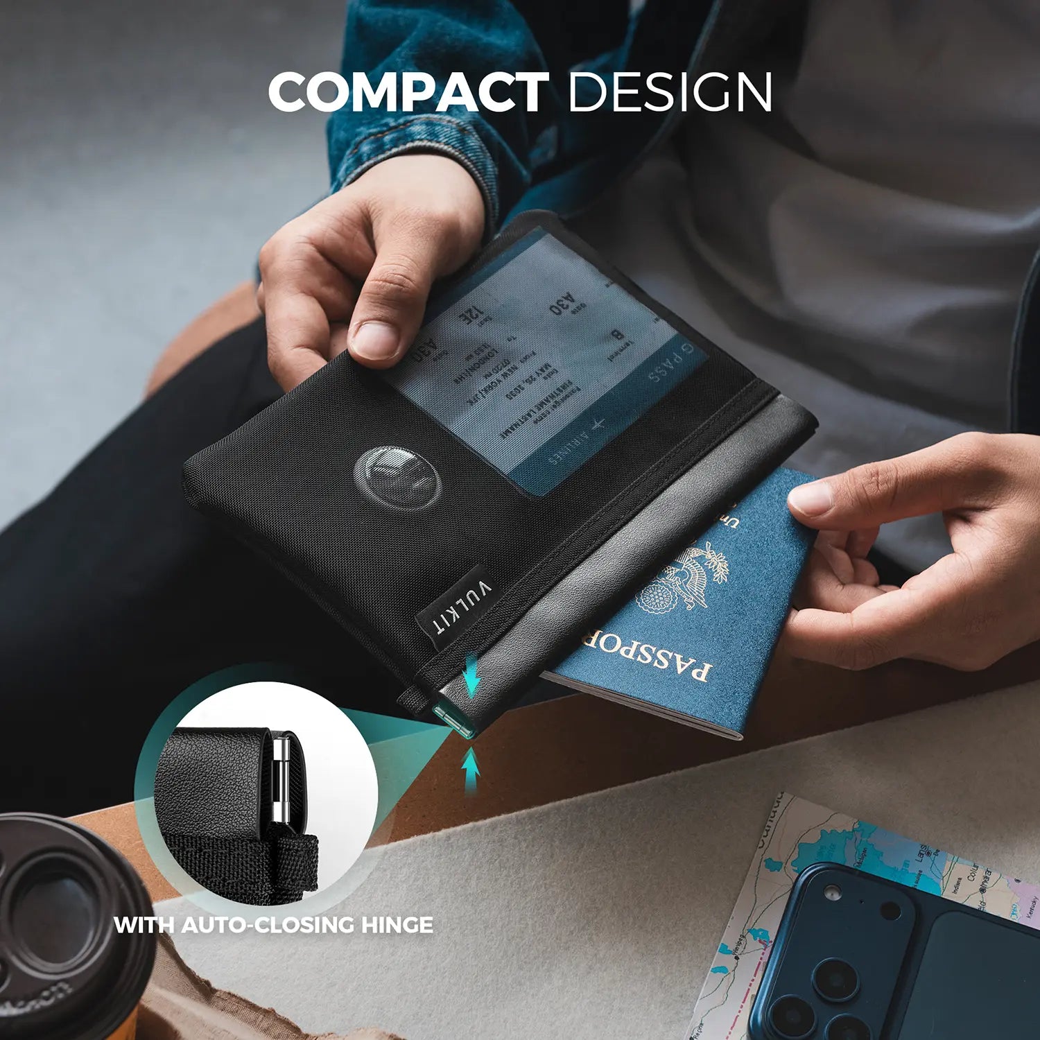 VULKIT VPW122 porta passaporto RFID nero in nylon