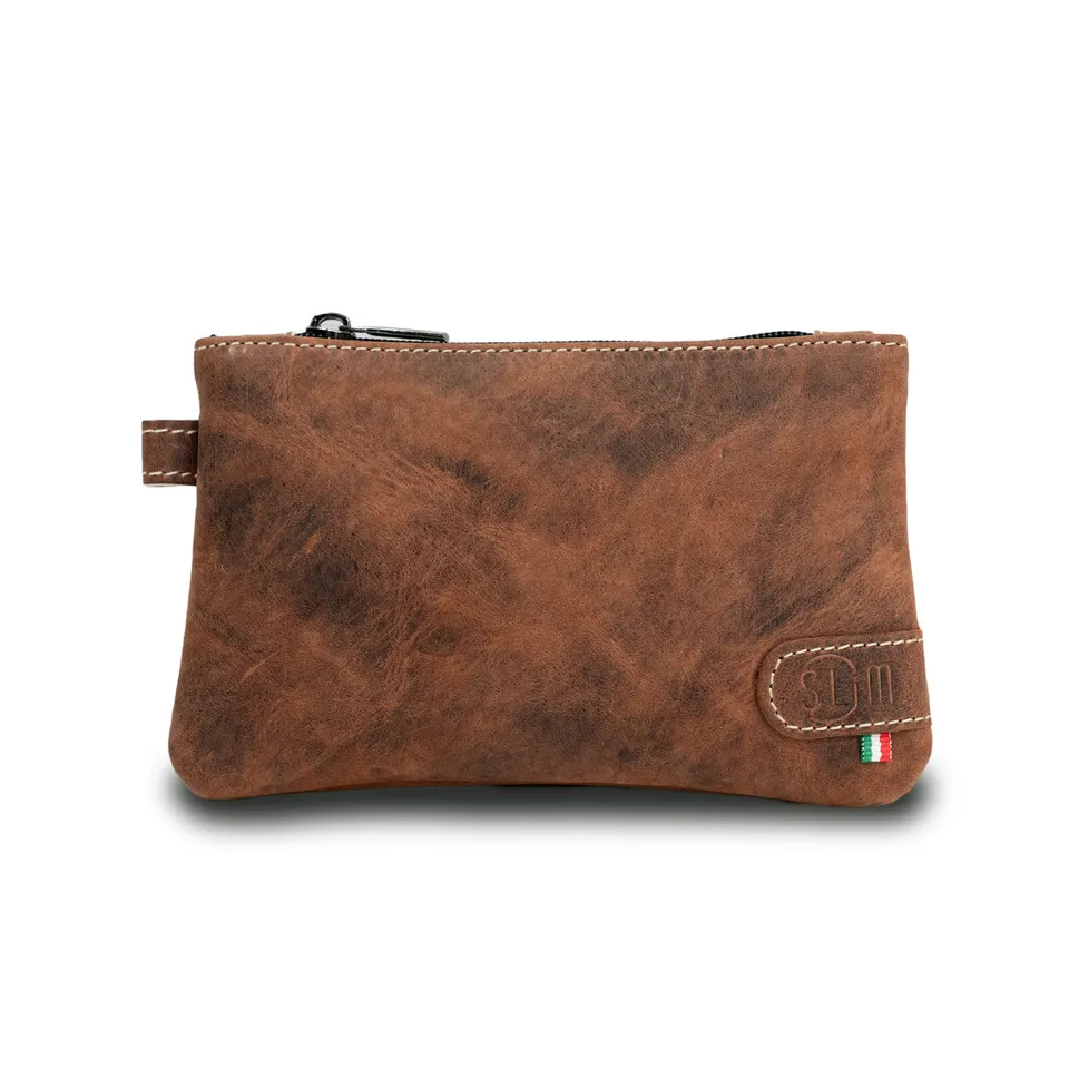 SLim Mini Pochette Pelle Crazy Marrone