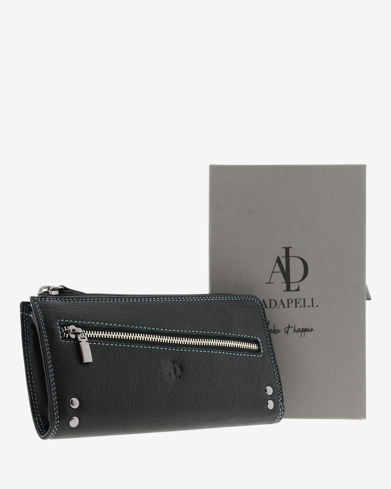 Adapell Satine 4166 portafoglio grande donna nero zip