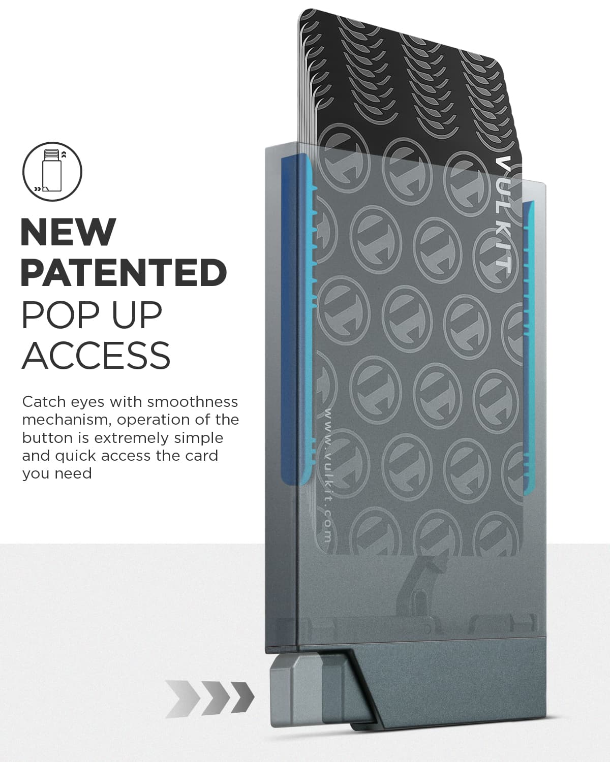 VULKIT VC400 portacarte pop up alluminio nero 8 carte