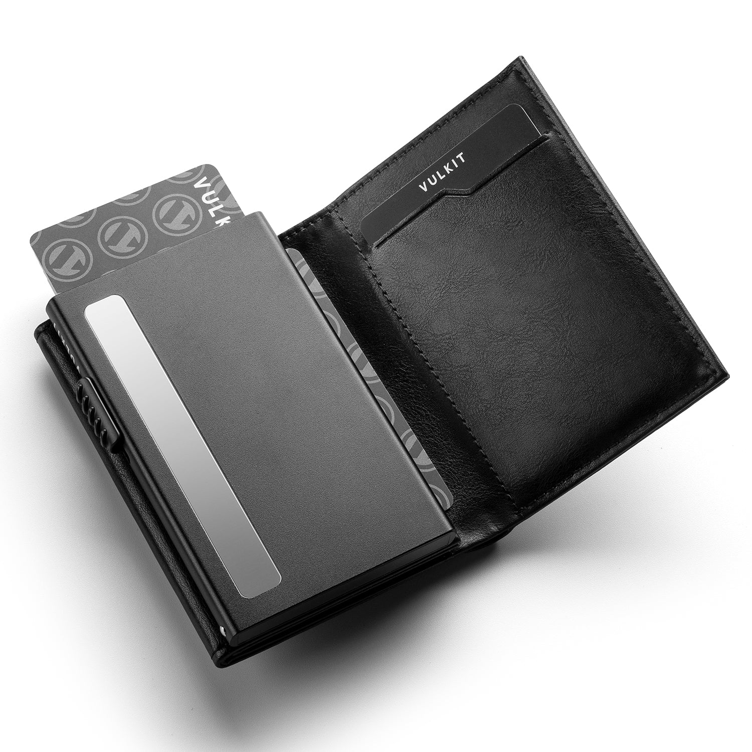 VULKIT Pop Up Wallet VC302 Portafoglio Alluminio Nero con Zip