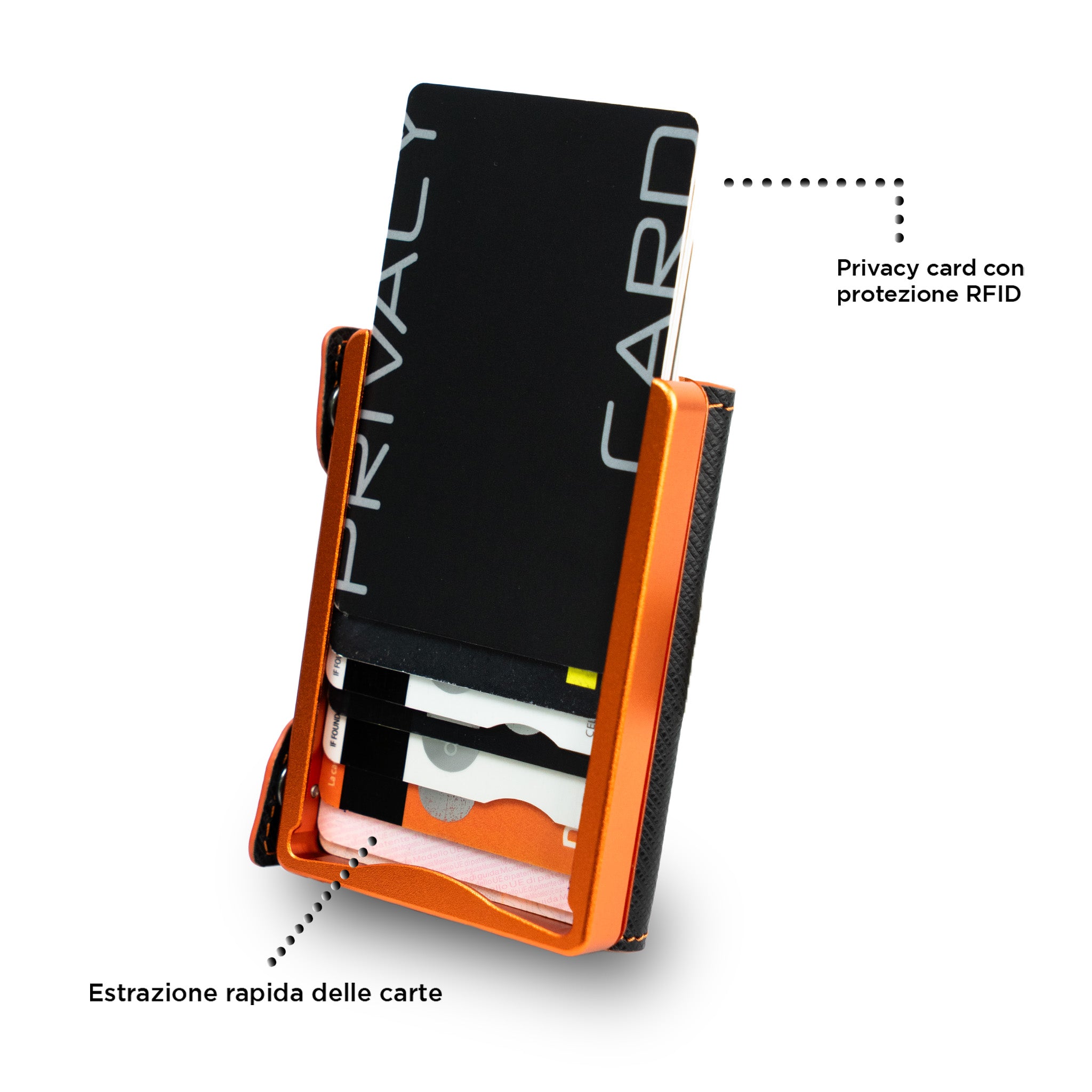 SLim Be Tasck portacarte saffiano Nero Arancio