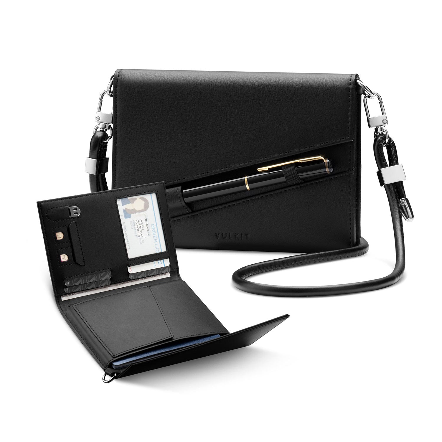 VULKIT VPW105 Portapassaporto Pelle Nero RFID Slim