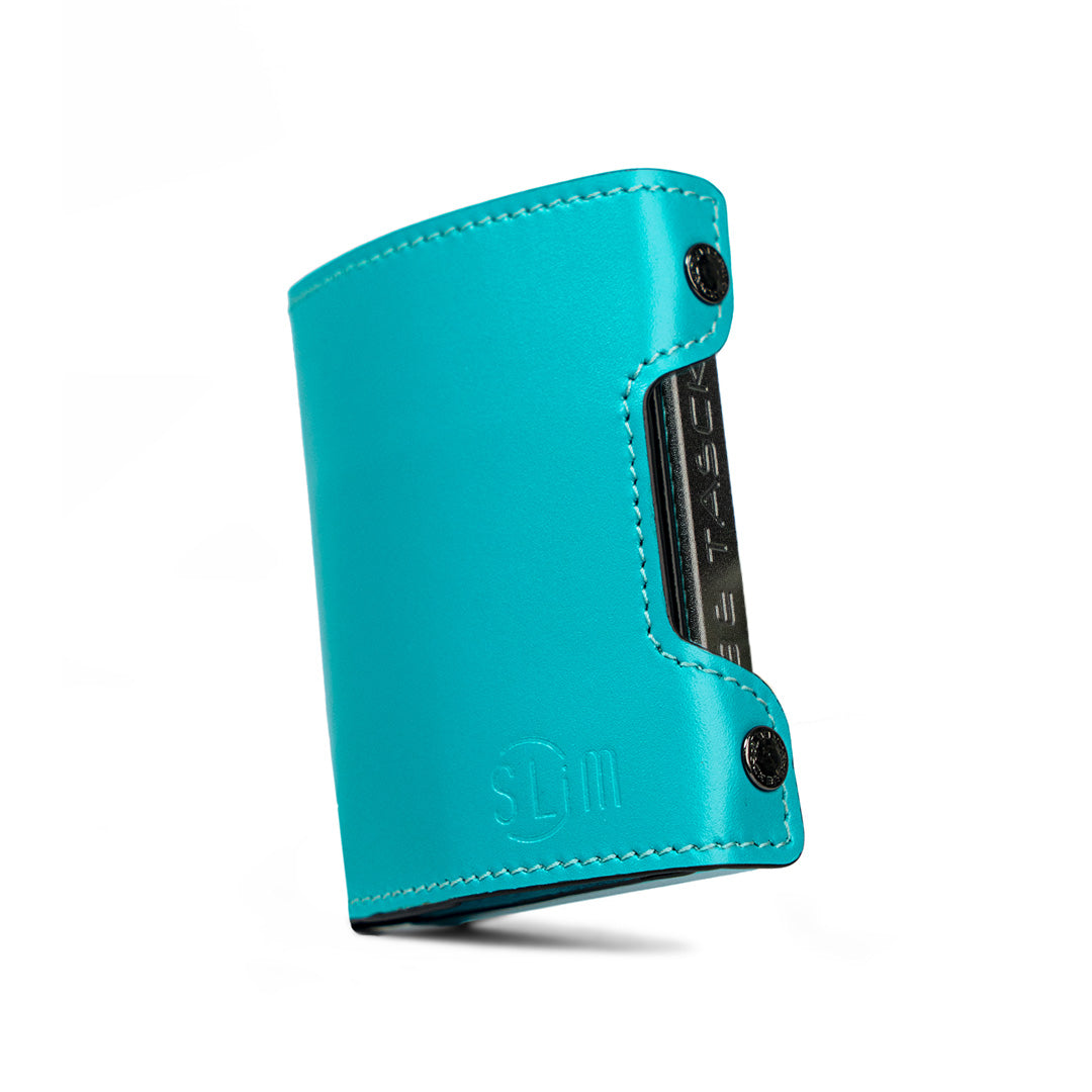 SLim Be Tasck Portafoglio Pelle Liscia Turchese e Nero