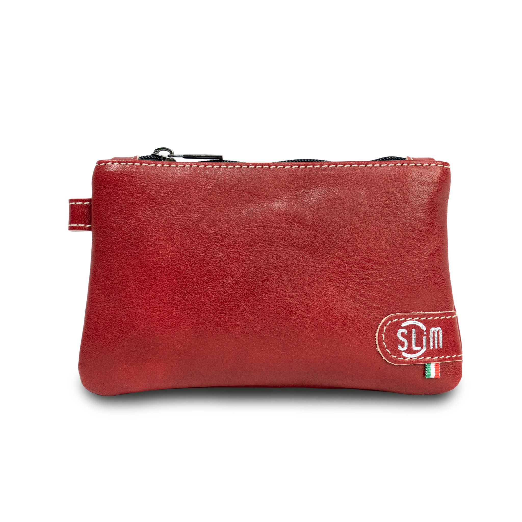 SLim Mini Pochette Pelle Rosso Vera Pelle Vegetale