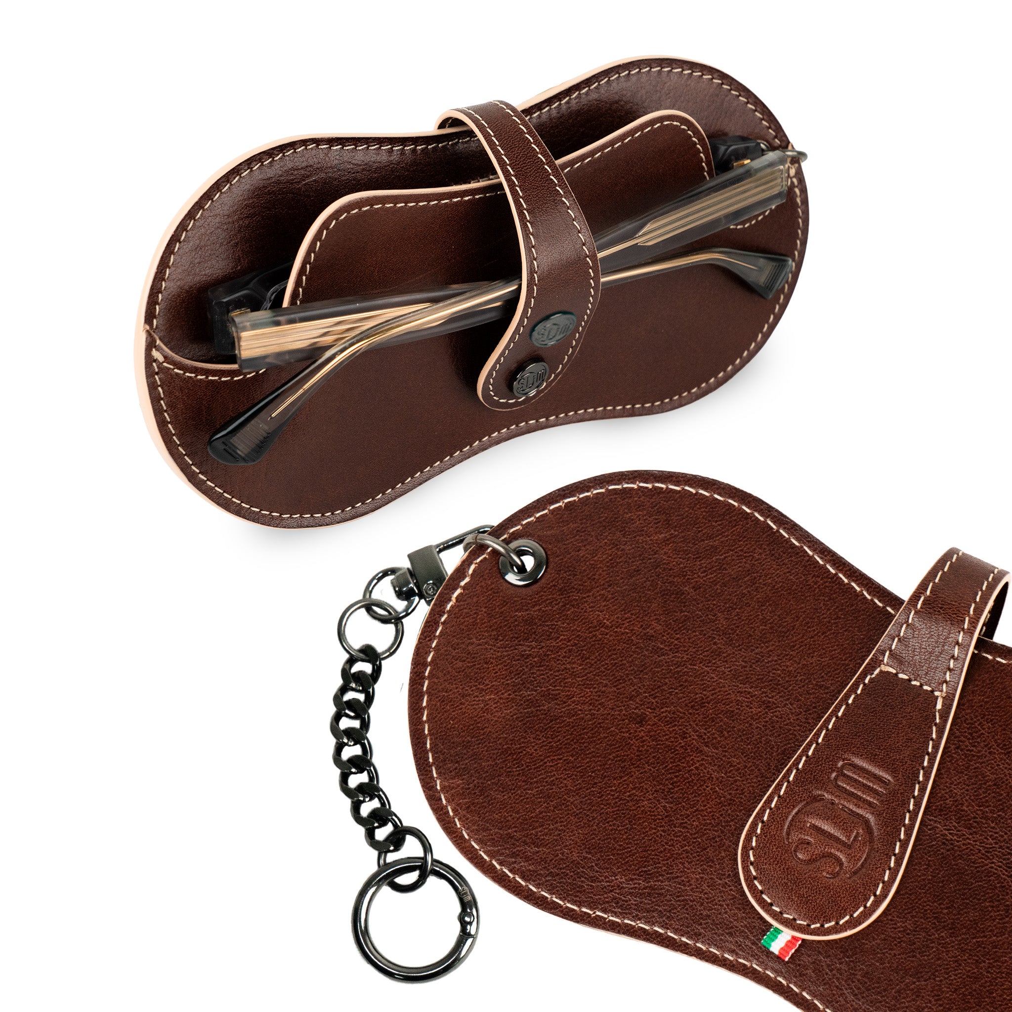 SLim Vision portaocchiali pelle marrone vegetale