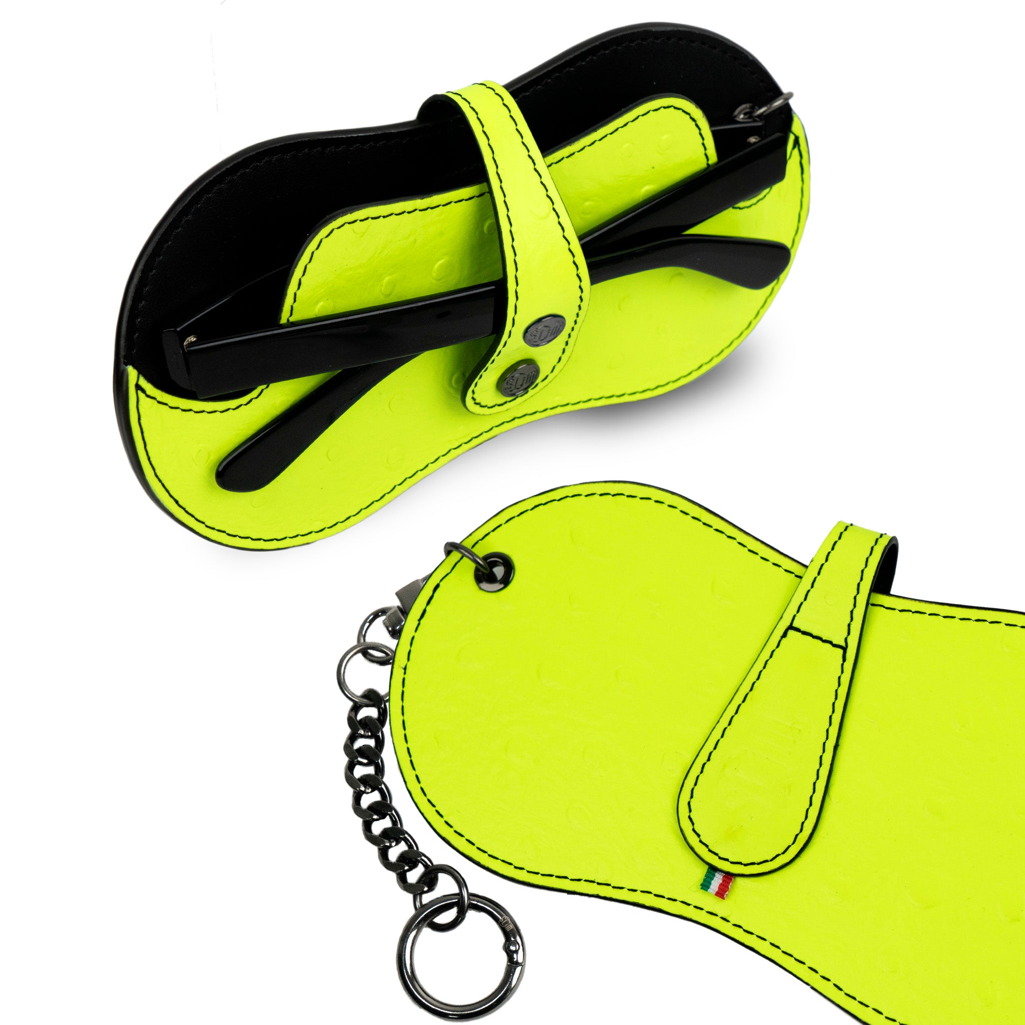 SLim Vision portaocchiali vera pelle Lime e Nero