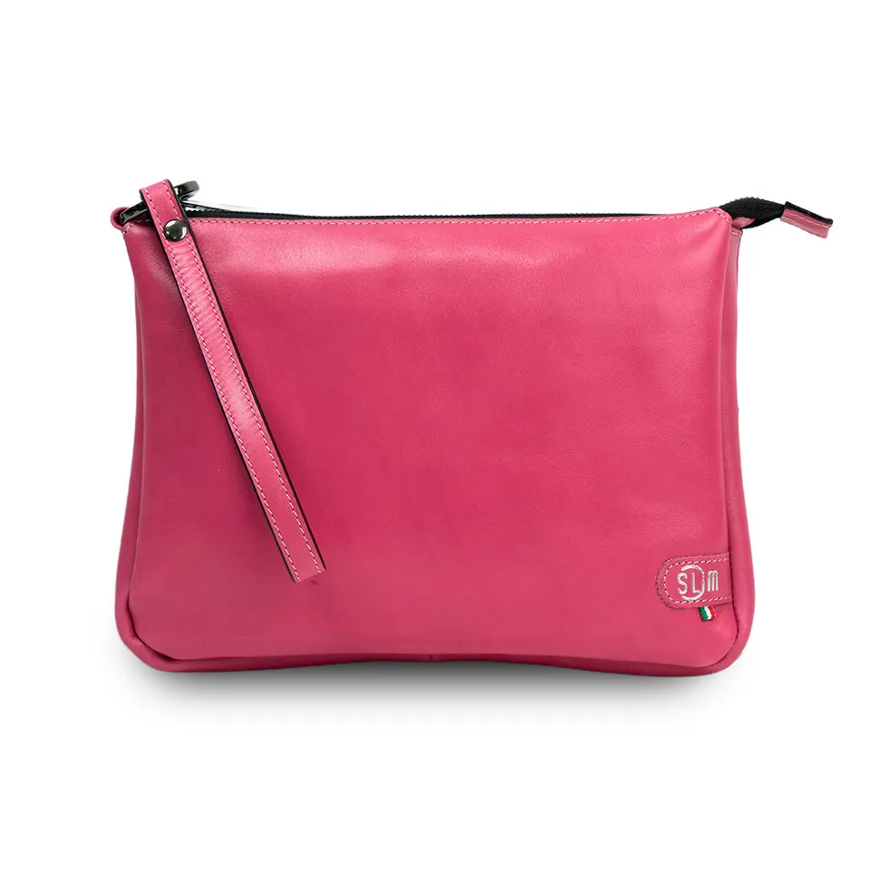 SLim Pochette Max pelle vegetale fucsia 25x19 cm capiente