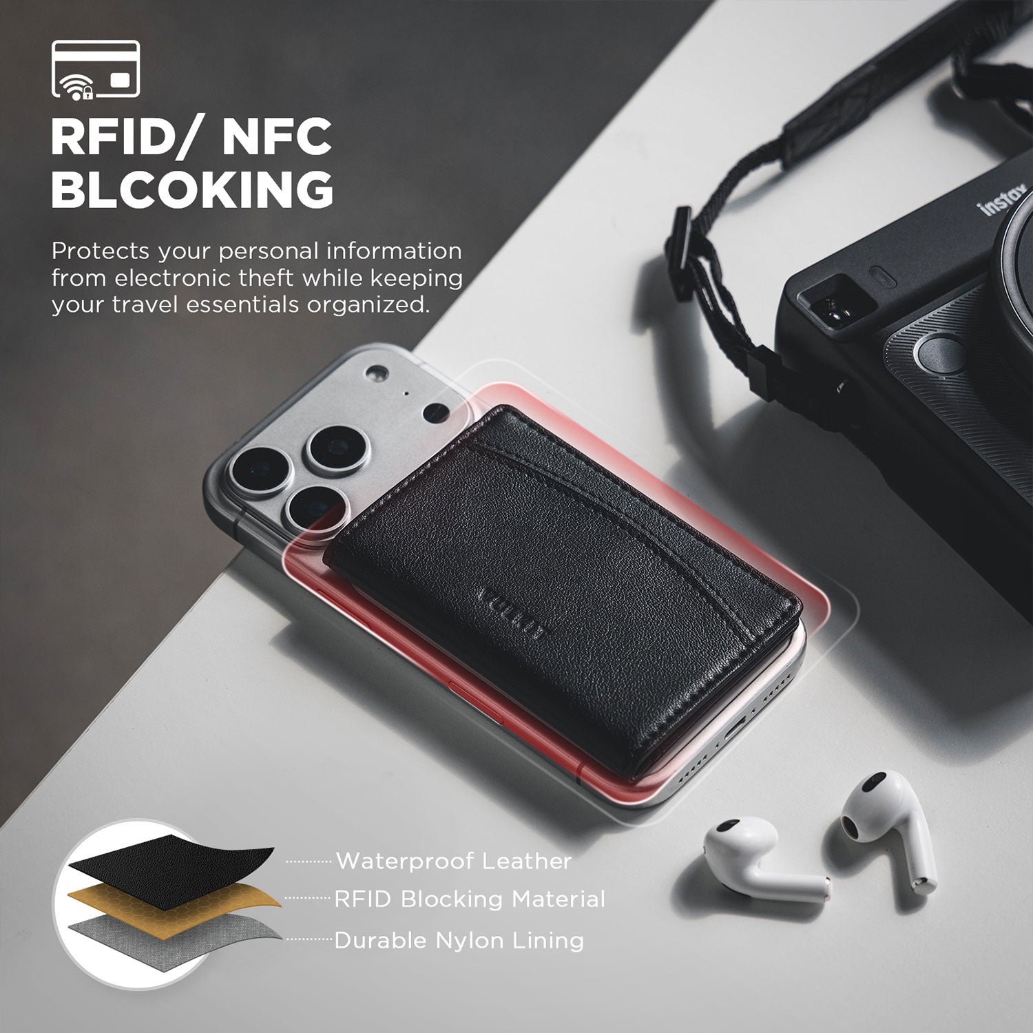 VULKIT Phone Case VPA121 portacarte telefono nero