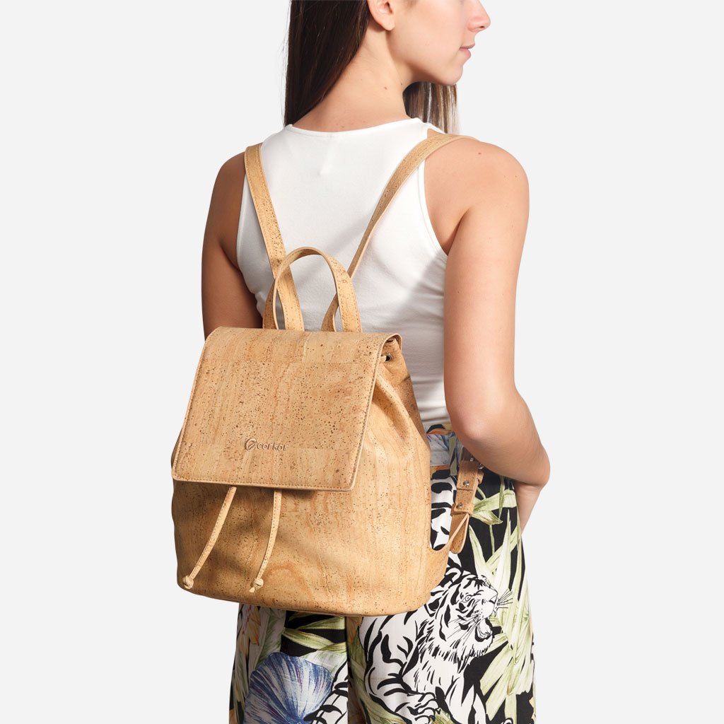 Corkor Bags Zaino in Sughero Marrone Chiaro Vegan