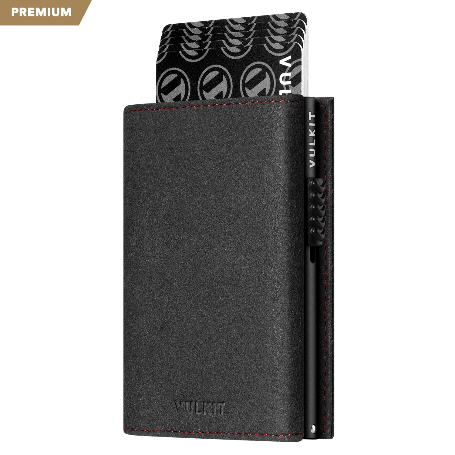 VULKIT VC302A Portafoglio Alcantara Blu Tre Ante RFID Zip