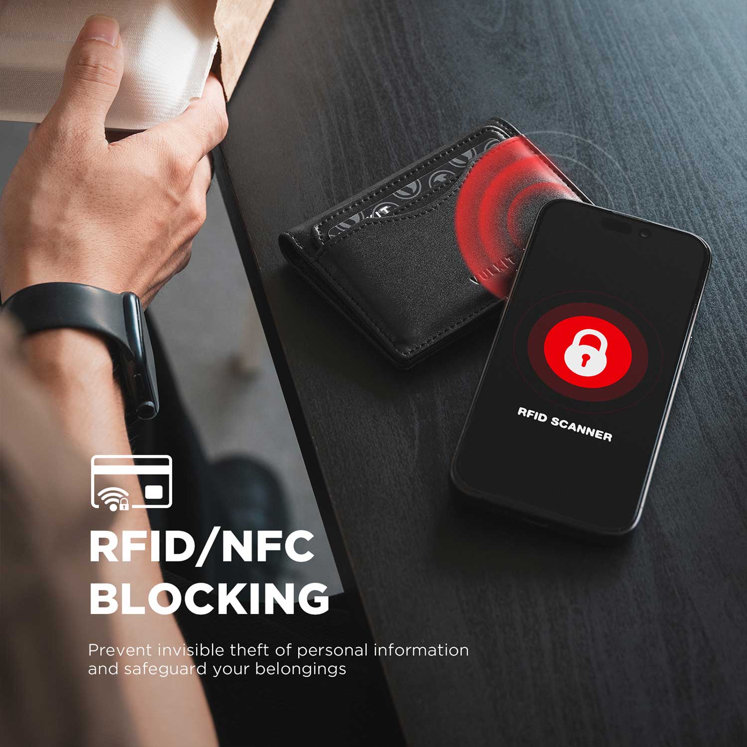 VULKIT VW134 portacarte pelle RFID nero finestra ID
