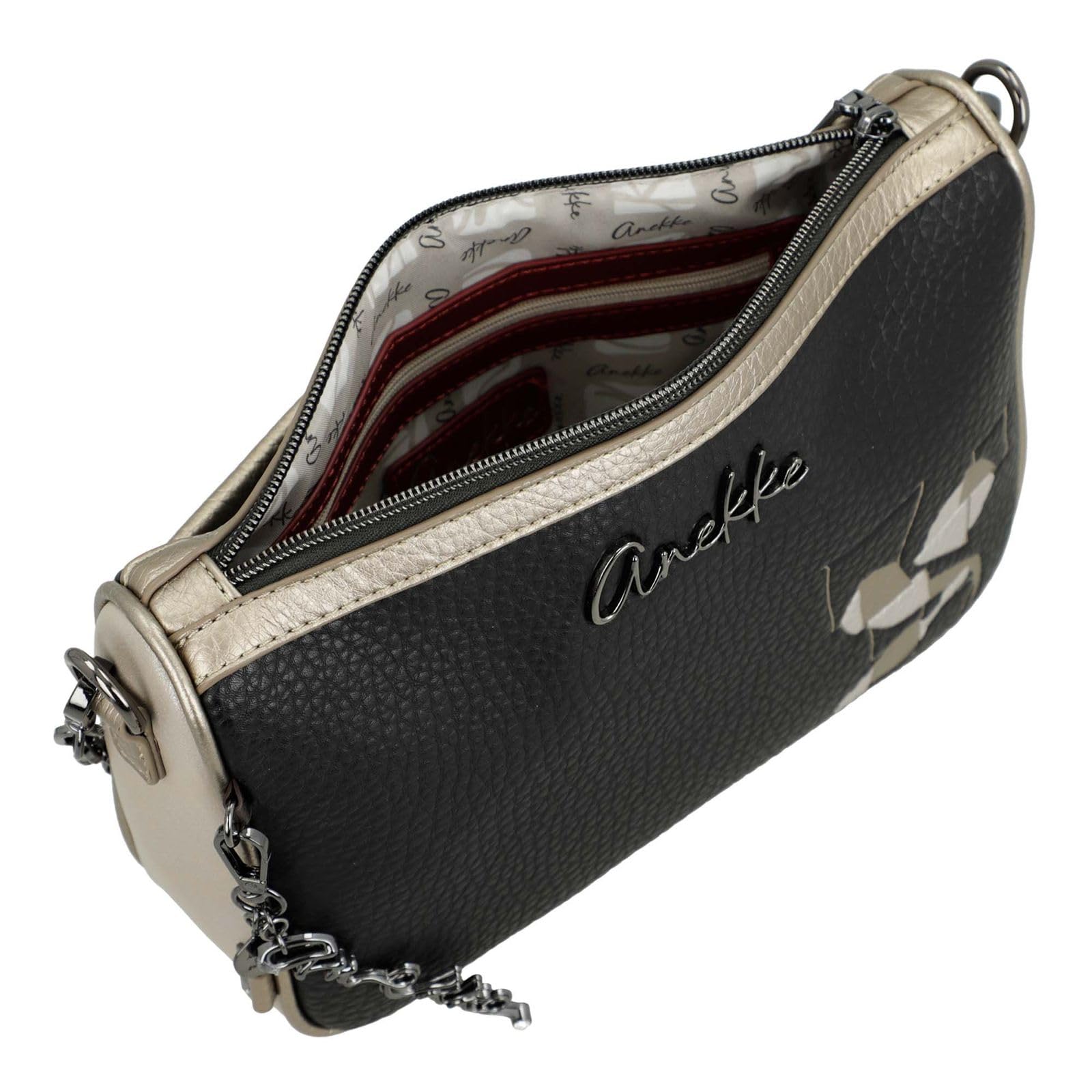 Anekke Essentials Borsa a Tracolla Nera con Stampa