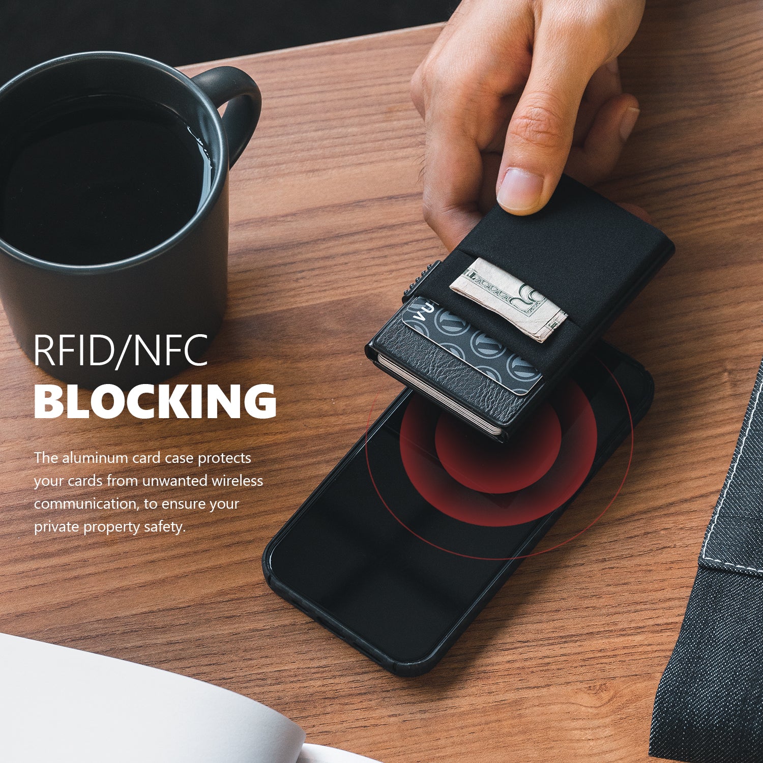 VULKIT Card Holders VC306 Portacarte Alluminio Slim Nero Velluto