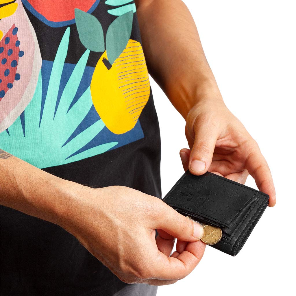 Corkor Wallets Portafoglio Uomo Sughero Nero RFID