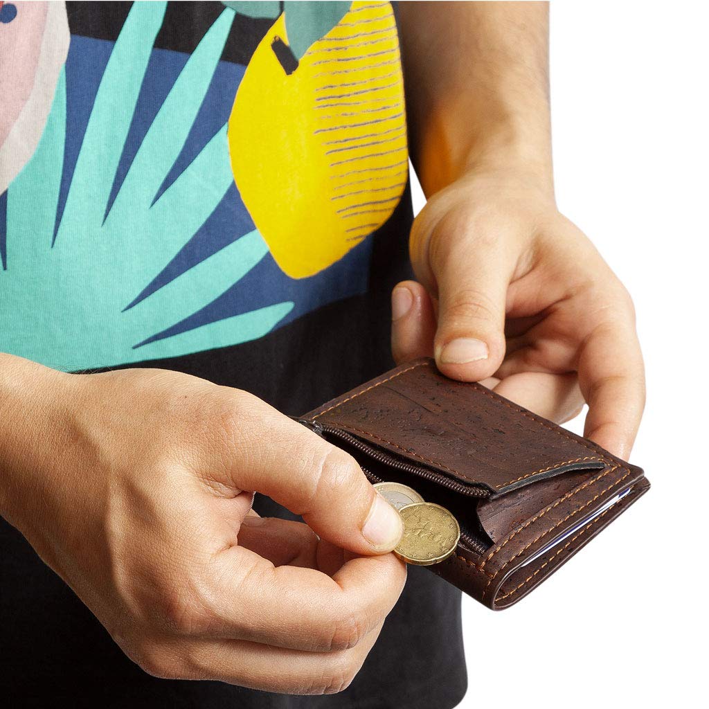 Corkor Wallets Portafoglio Uomo Slim Sughero RFID Marrone