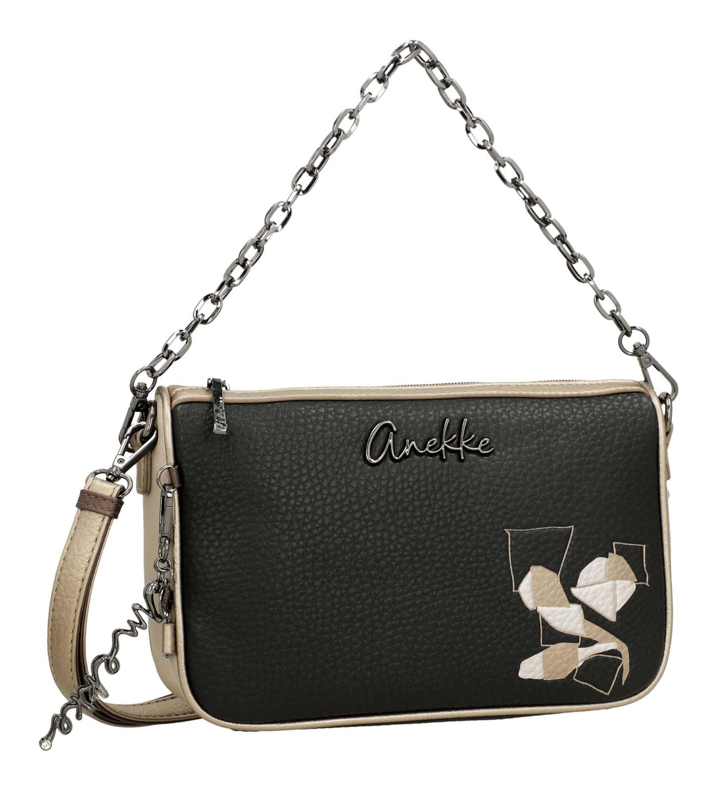 Anekke Essentials Borsa a Tracolla Nera con Stampa