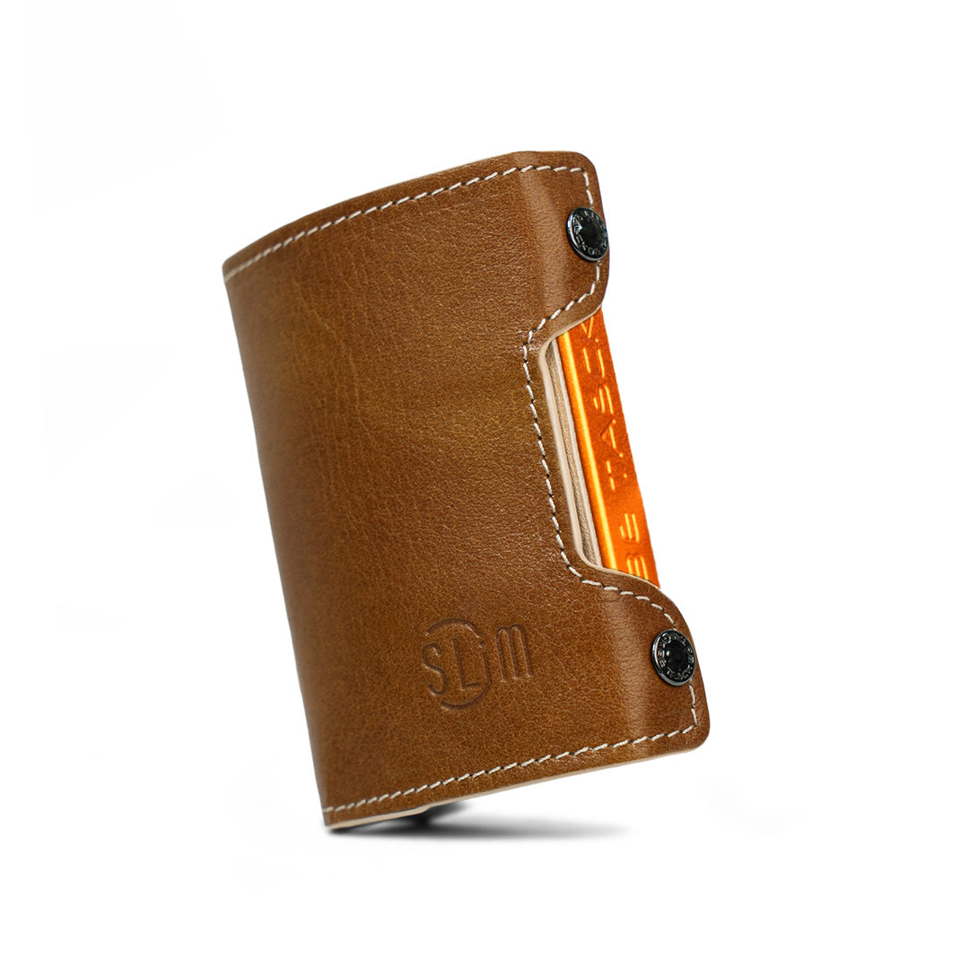 Be Tasck SLim Portacarte pelle concia vegetale cognac