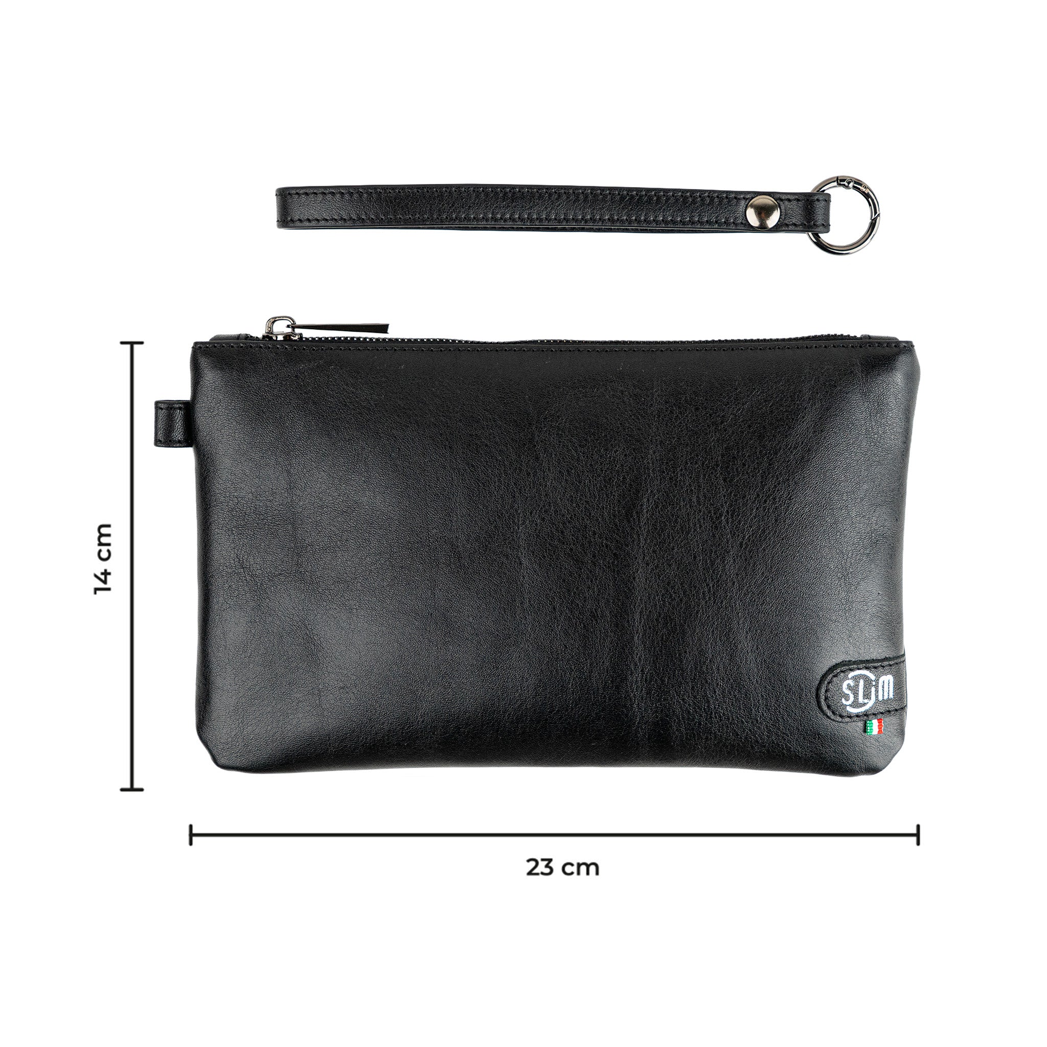 SLim Pochette Polsiera Pelle Vegetale Nero 23x14 cm