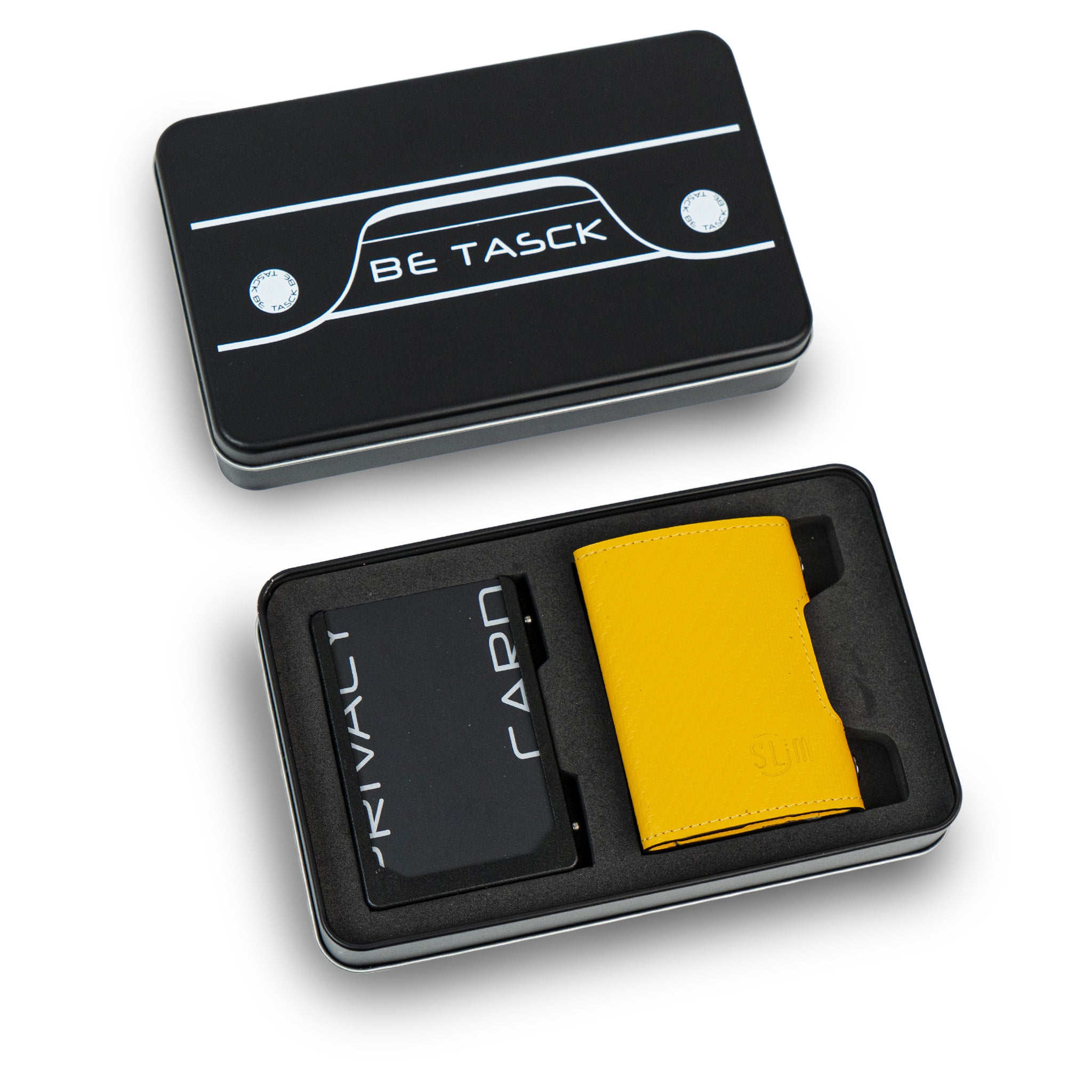 SLim Be Tasck Carbon portafoglio giallo effetto carbonio