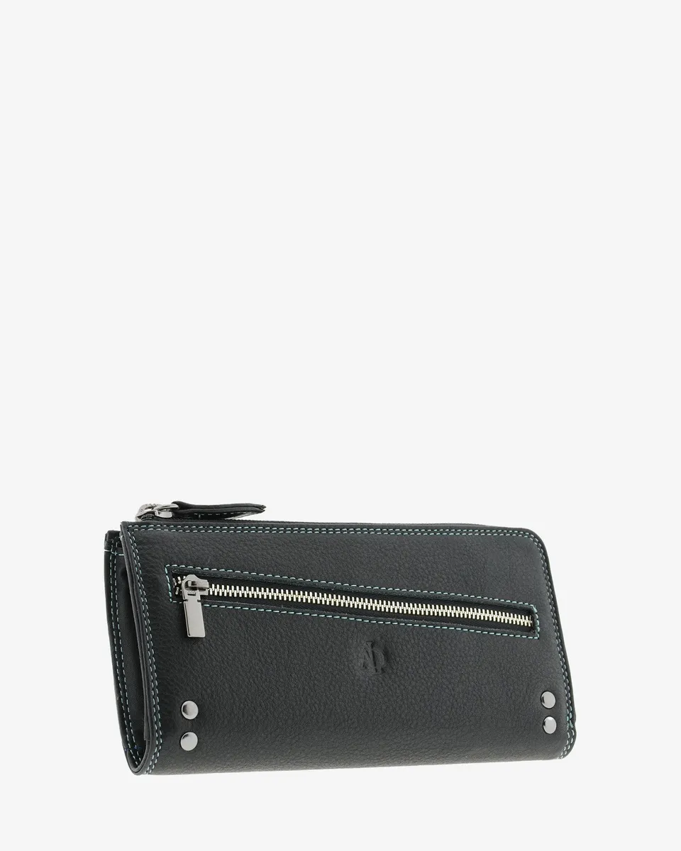 Adapell Satine 4166 portafoglio grande donna nero zip