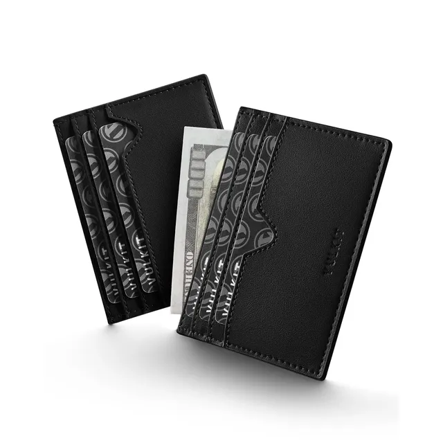 VULKIT Card Holders VW132 portacarte pelle nero slim RFID 7 carte