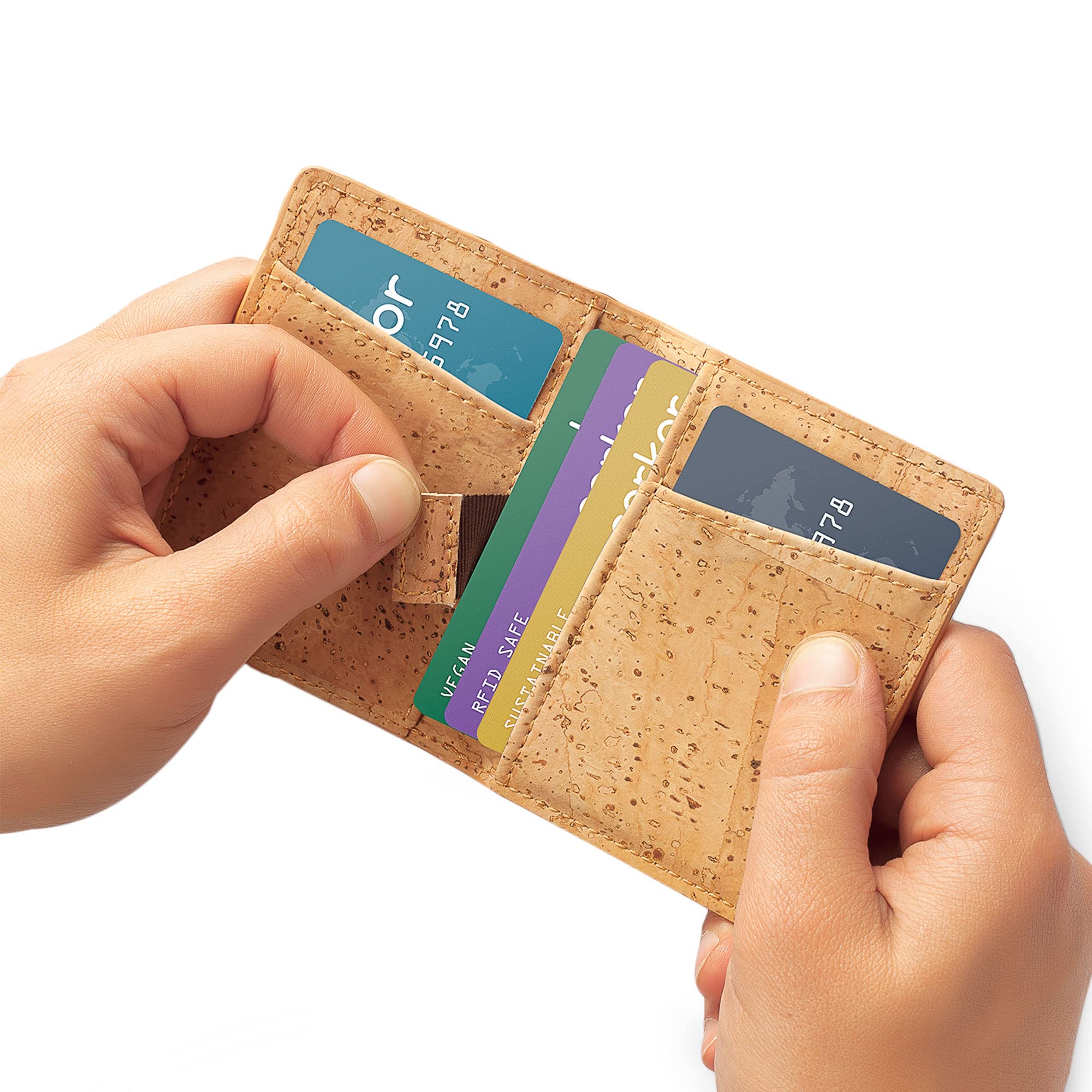 Corkor Wallets Portafoglio Sughero RFID Marrone Chiaro
