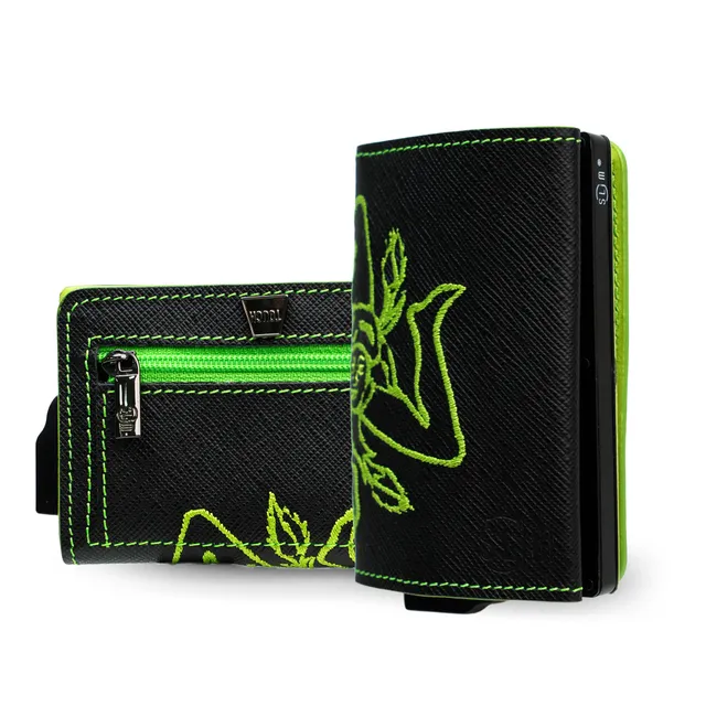 SLim Touch Sicilia Saffiano Verde Lime Mini Portafoglio RFID