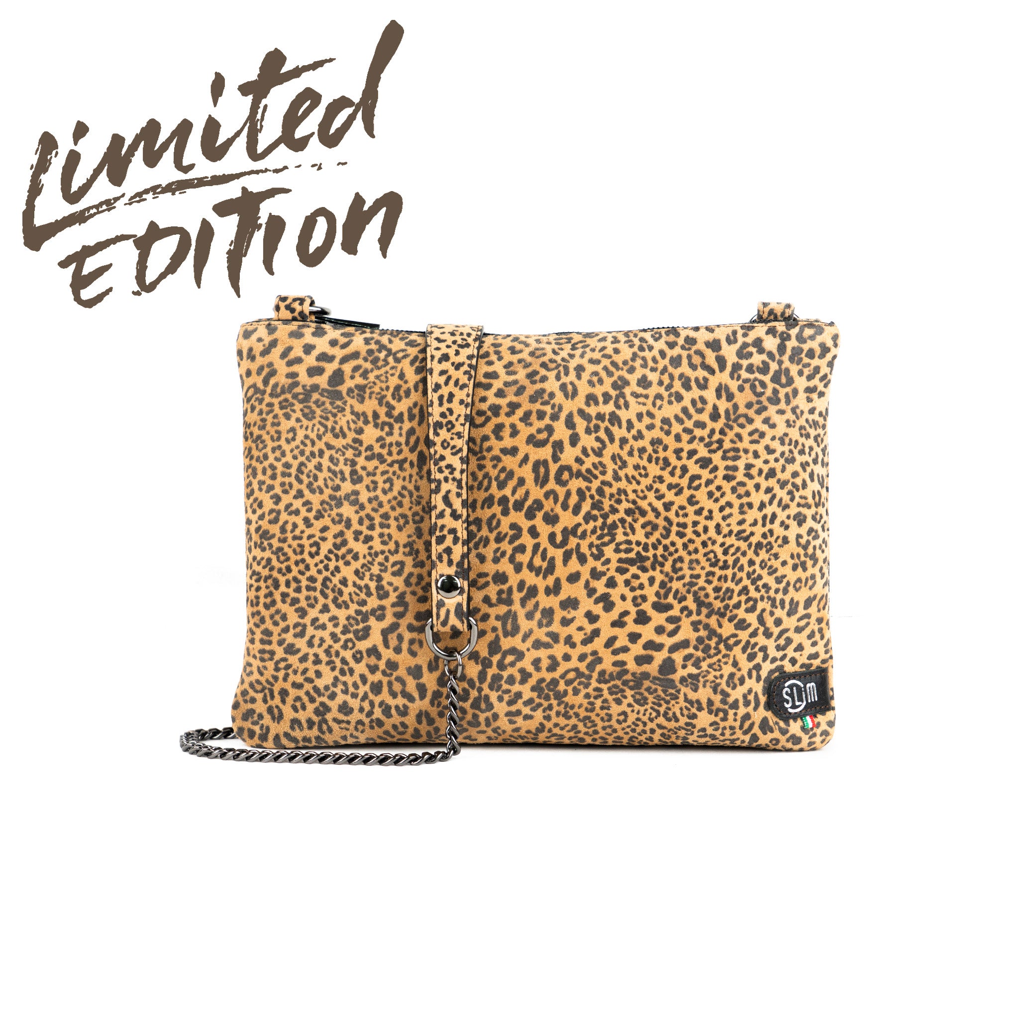 SLim Vera Pelle Animalier Leopard Classic portafoglio slim RFID