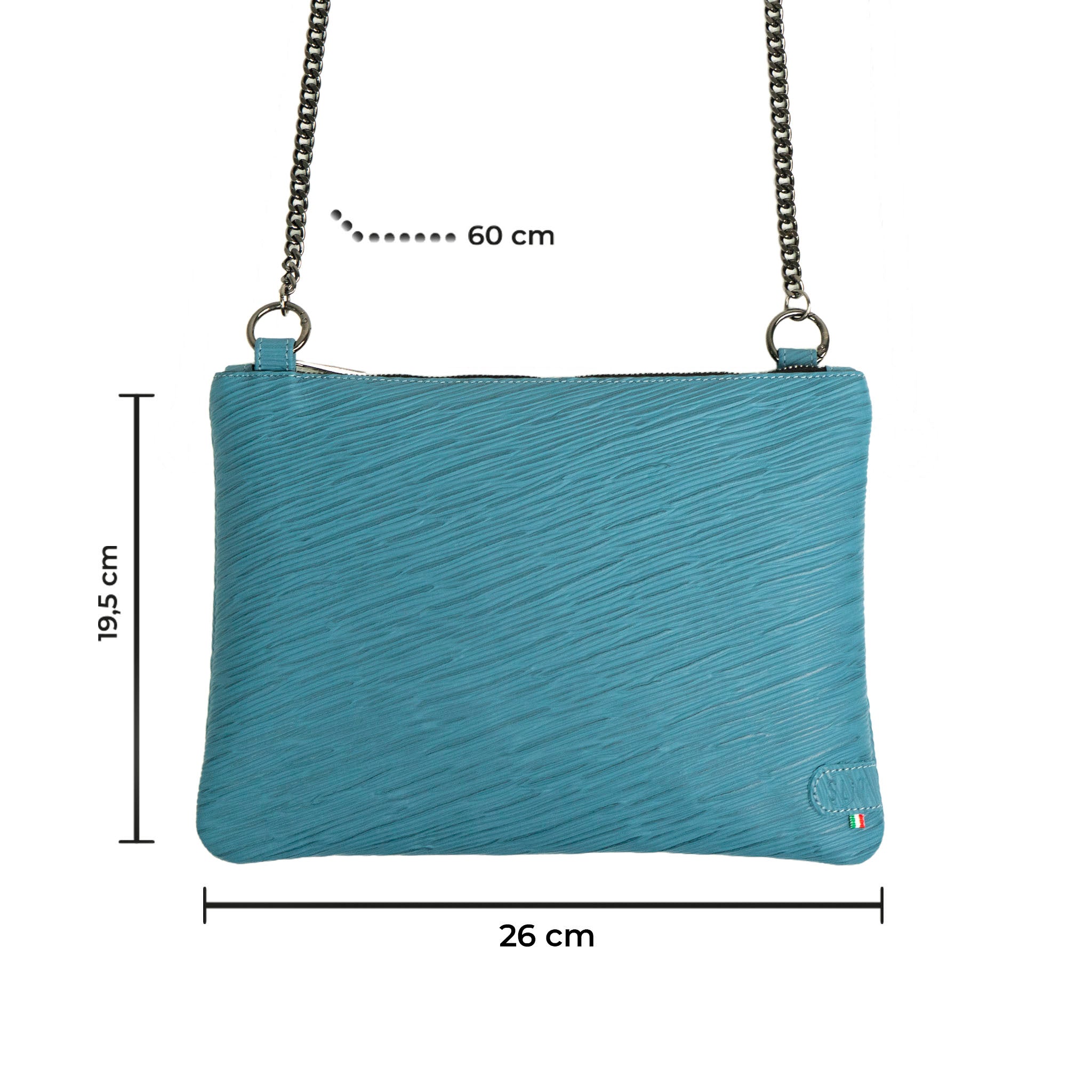 SLim Pochette Tracolla vera pelle Epi Petrolio 20x28