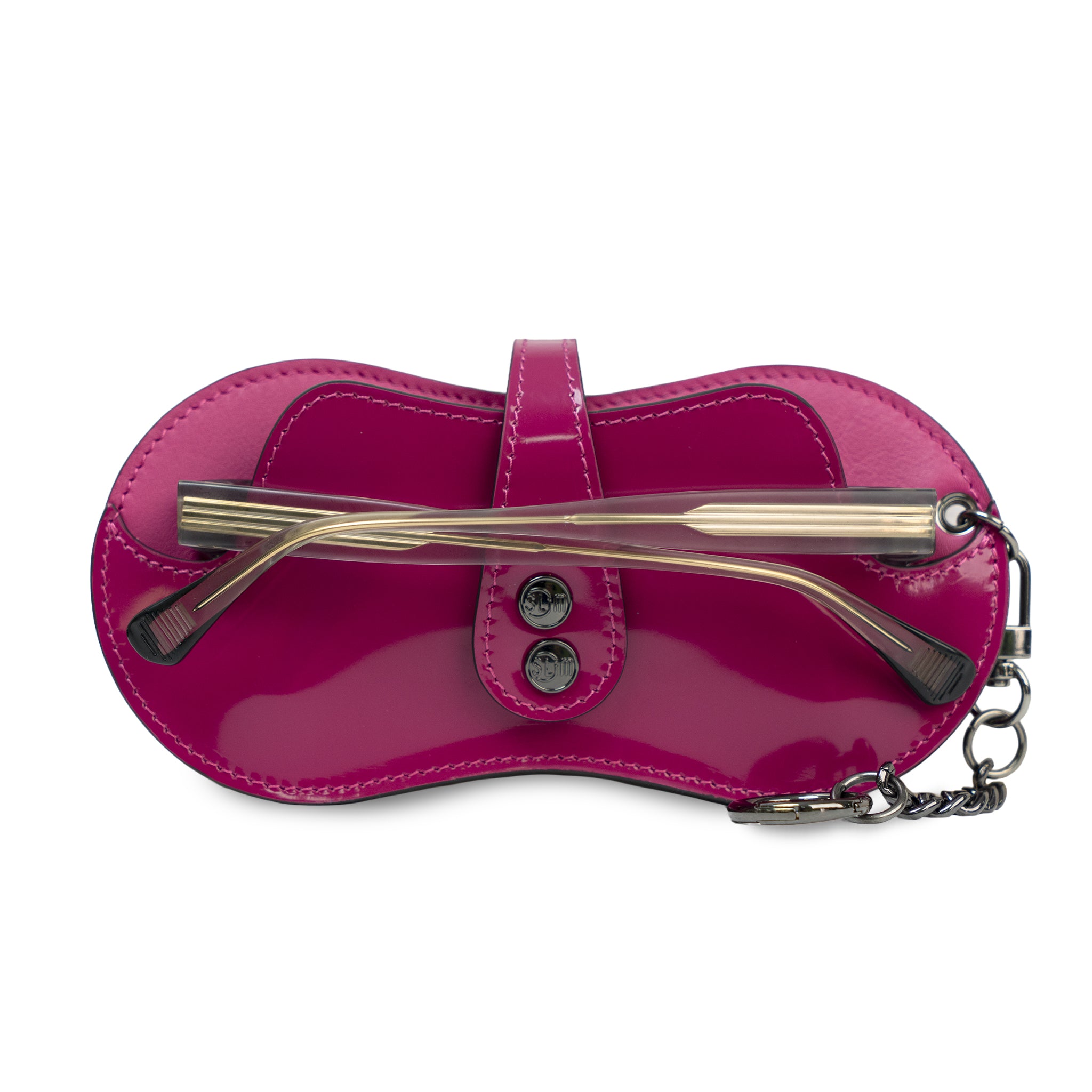 SLim Vision Portaocchiali Pelle Specchio Fucsia