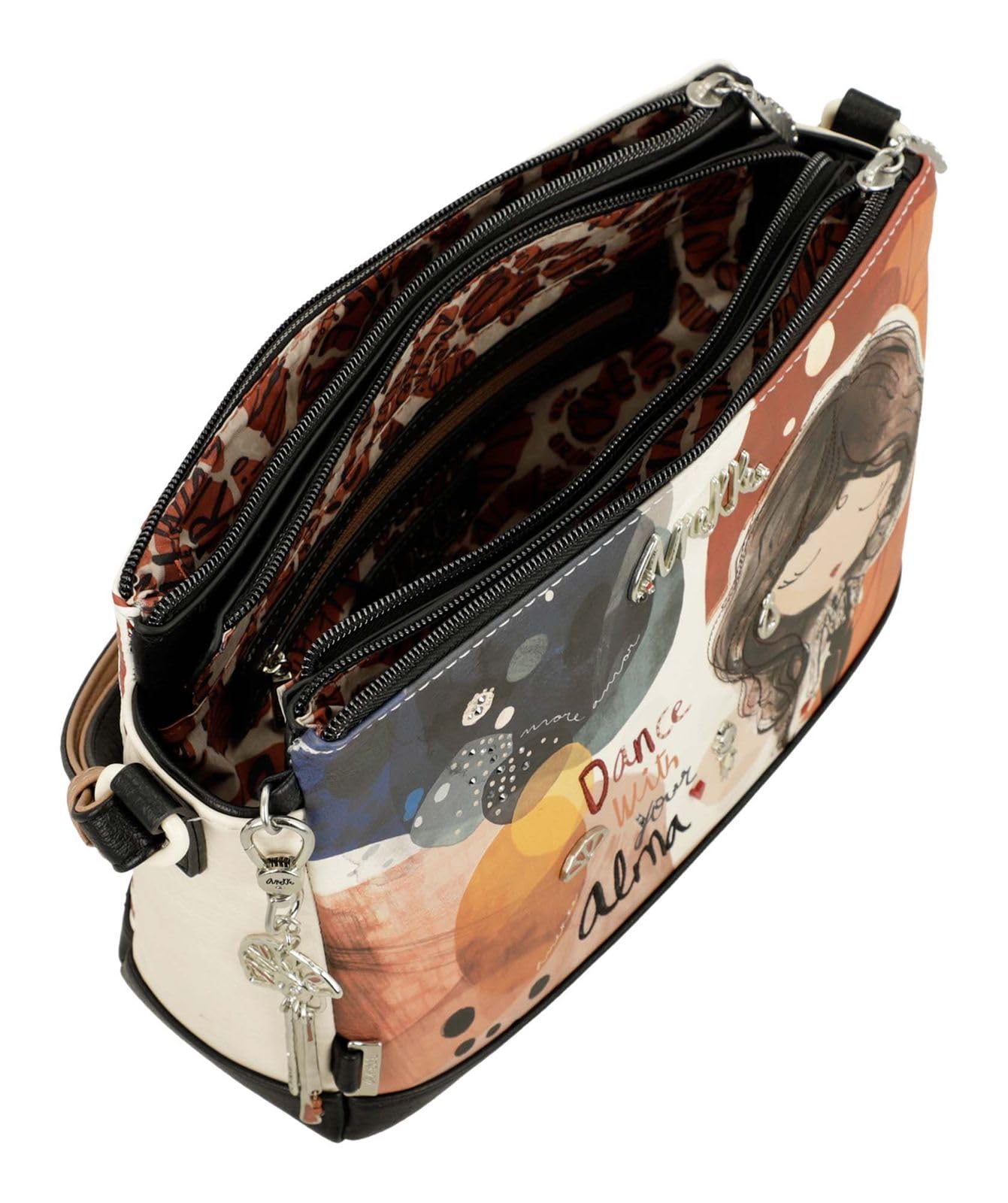 Anekke Alma tracolla 3 scomparti multicolor 27x20x8,5 cm