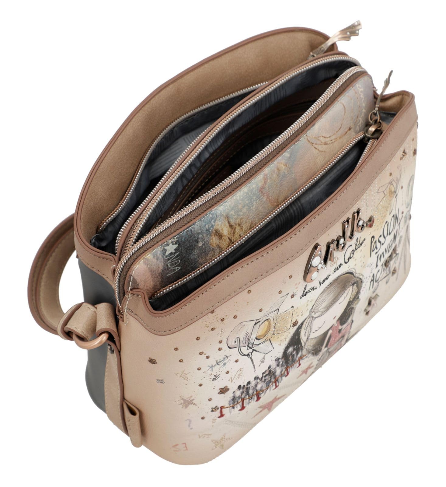 Anekke Hollywood Borsa Crossbody 3 Scomparti Blu M