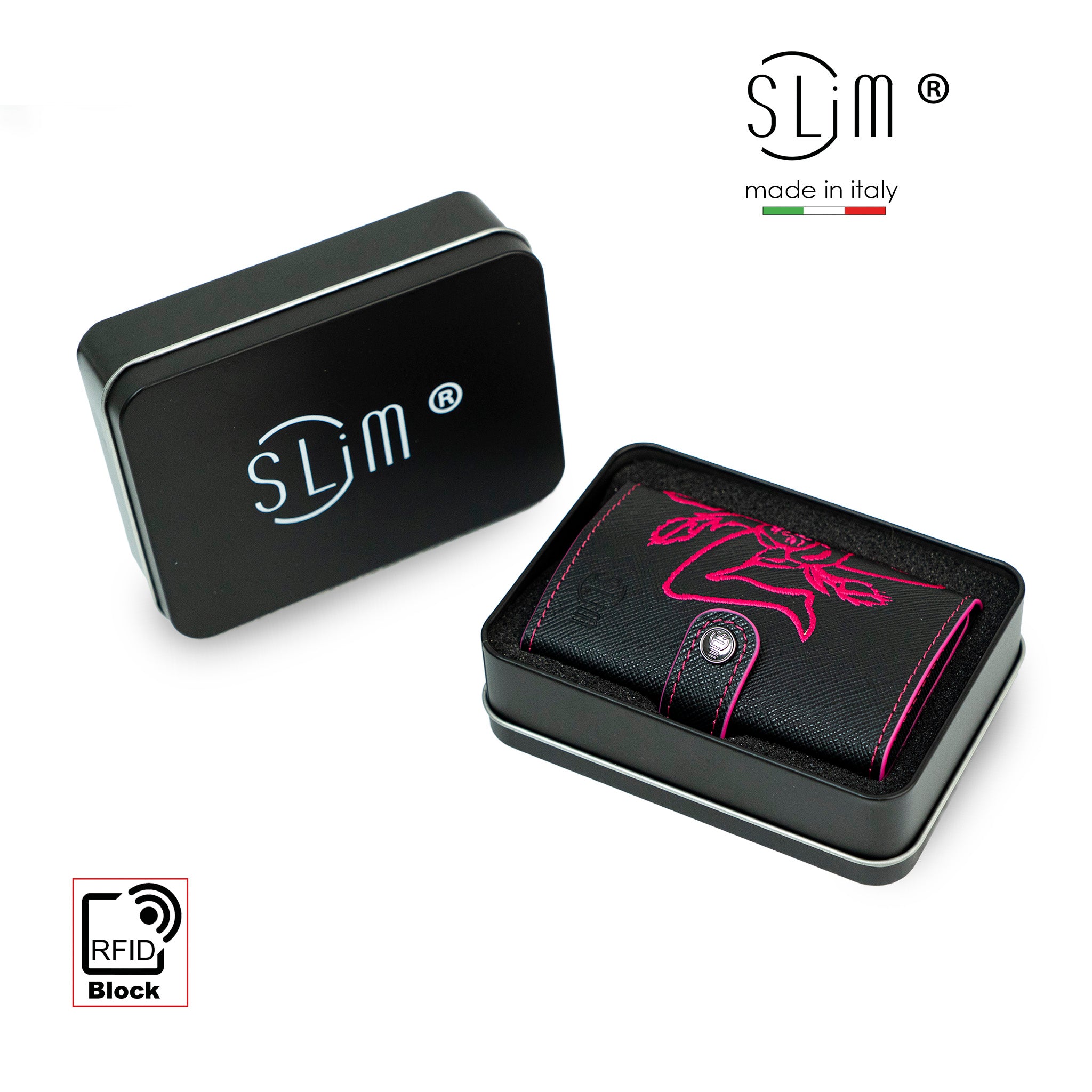 SLim Saffiano Tema Sicilia Portafoglio Fucsia