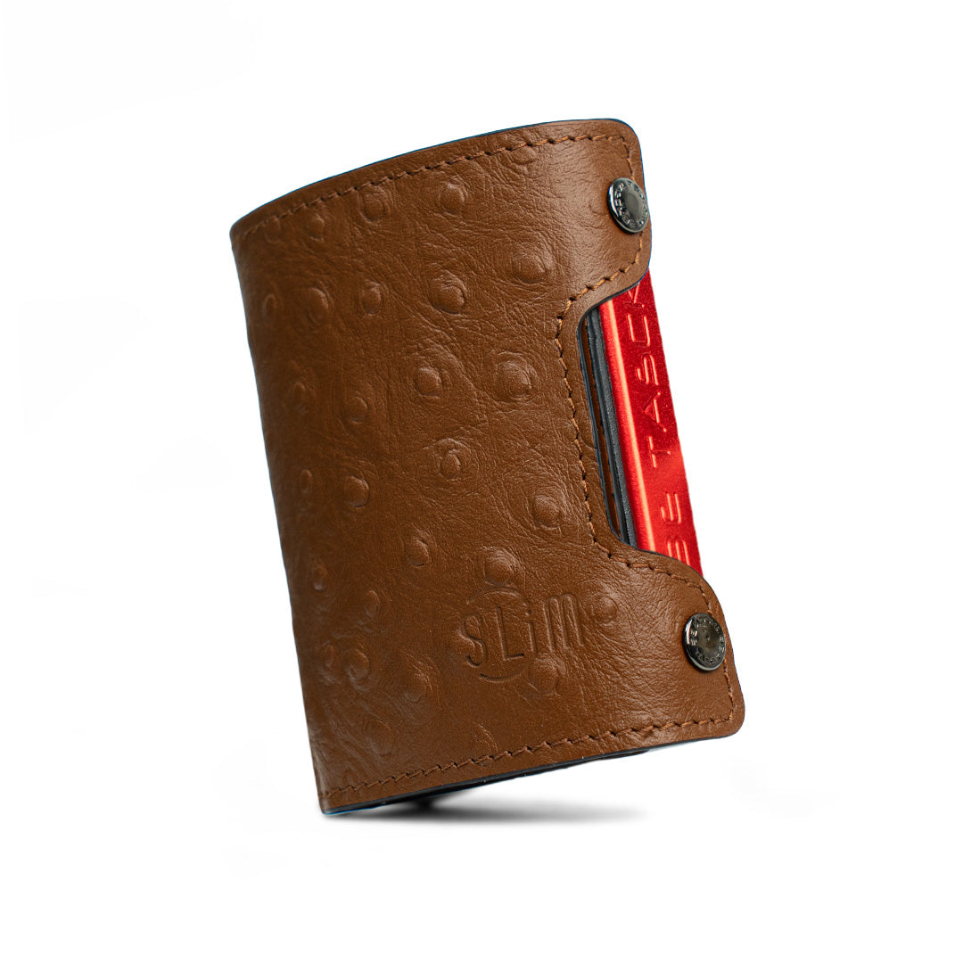 SLim Be Tasck portafoglio Struzzo Marrone frame nero