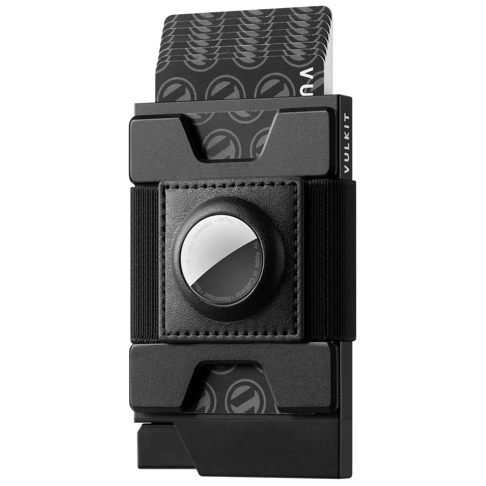 VULKIT VC407 portafoglio AirTag pelle nero 12 carte RFID
