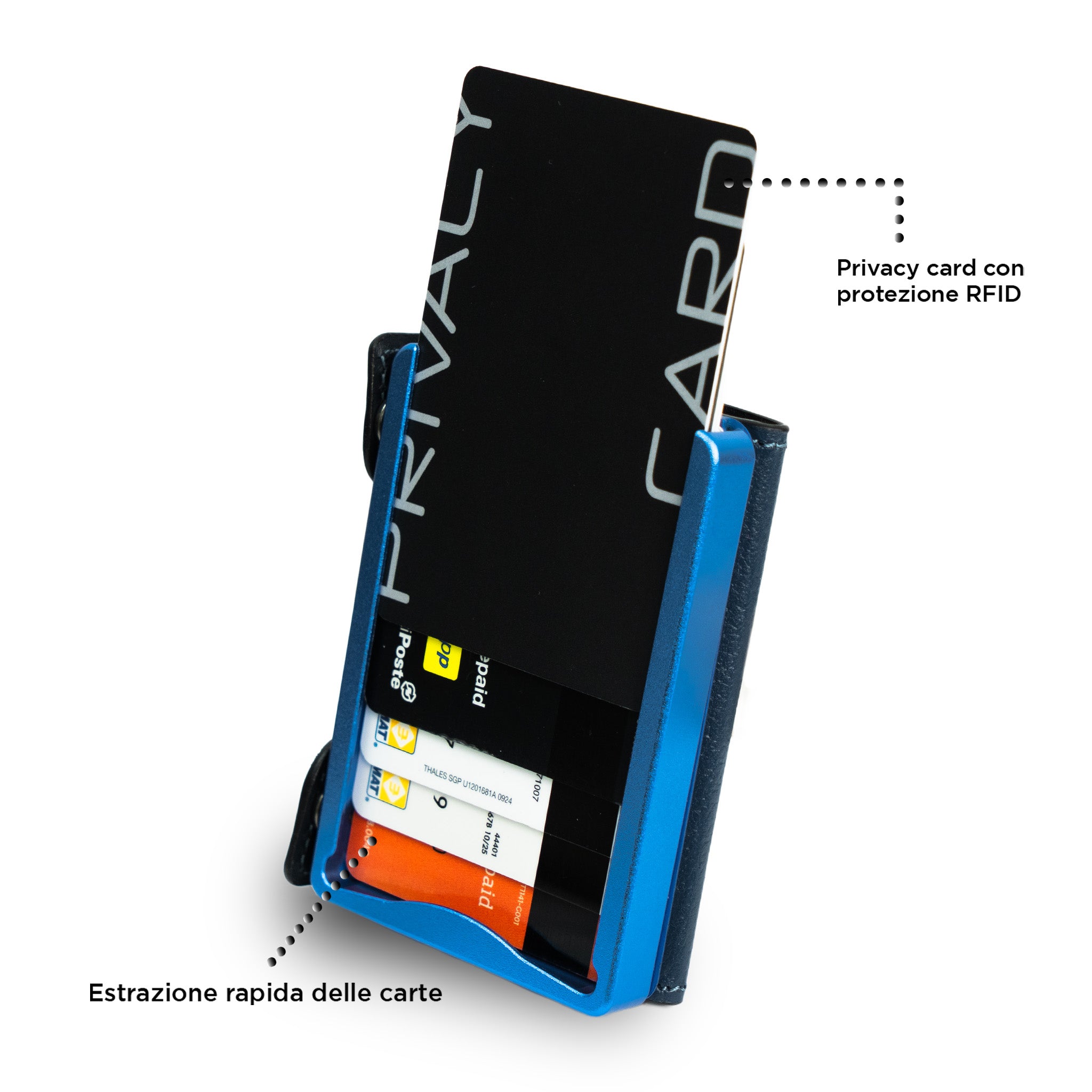 SLim Be Tasck Bottalato Blu portafoglio compatto frame blu