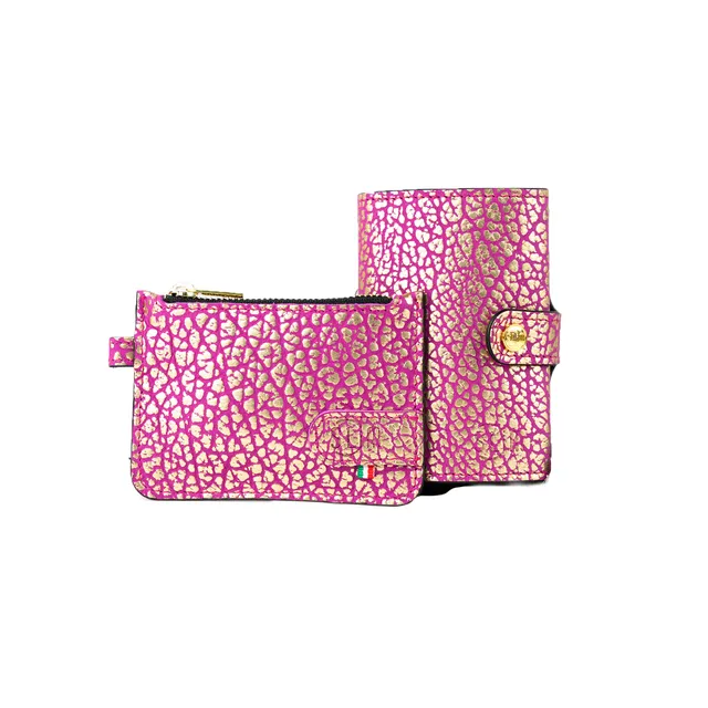 SLim Bottalato Set Metal Fucsia e Oro portafoglio compatto