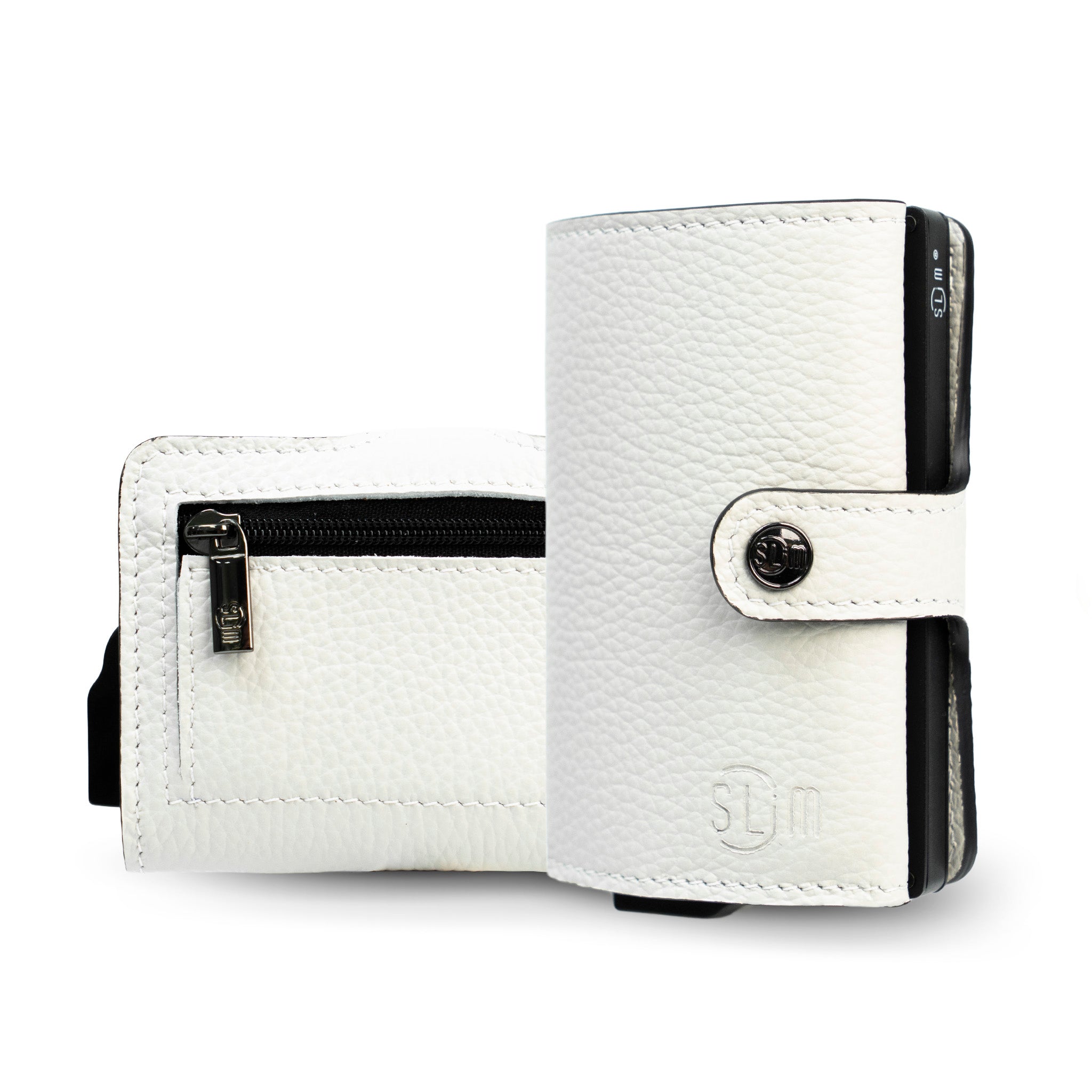 SLim Bottalato Ghiaccio portafoglio compatto vera pelle RFID