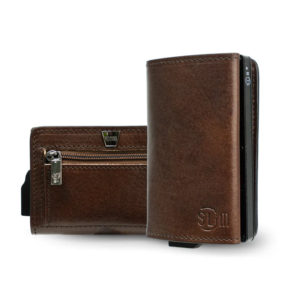 SLim Touch Portafoglio Marrone Concia Vegetale RFID