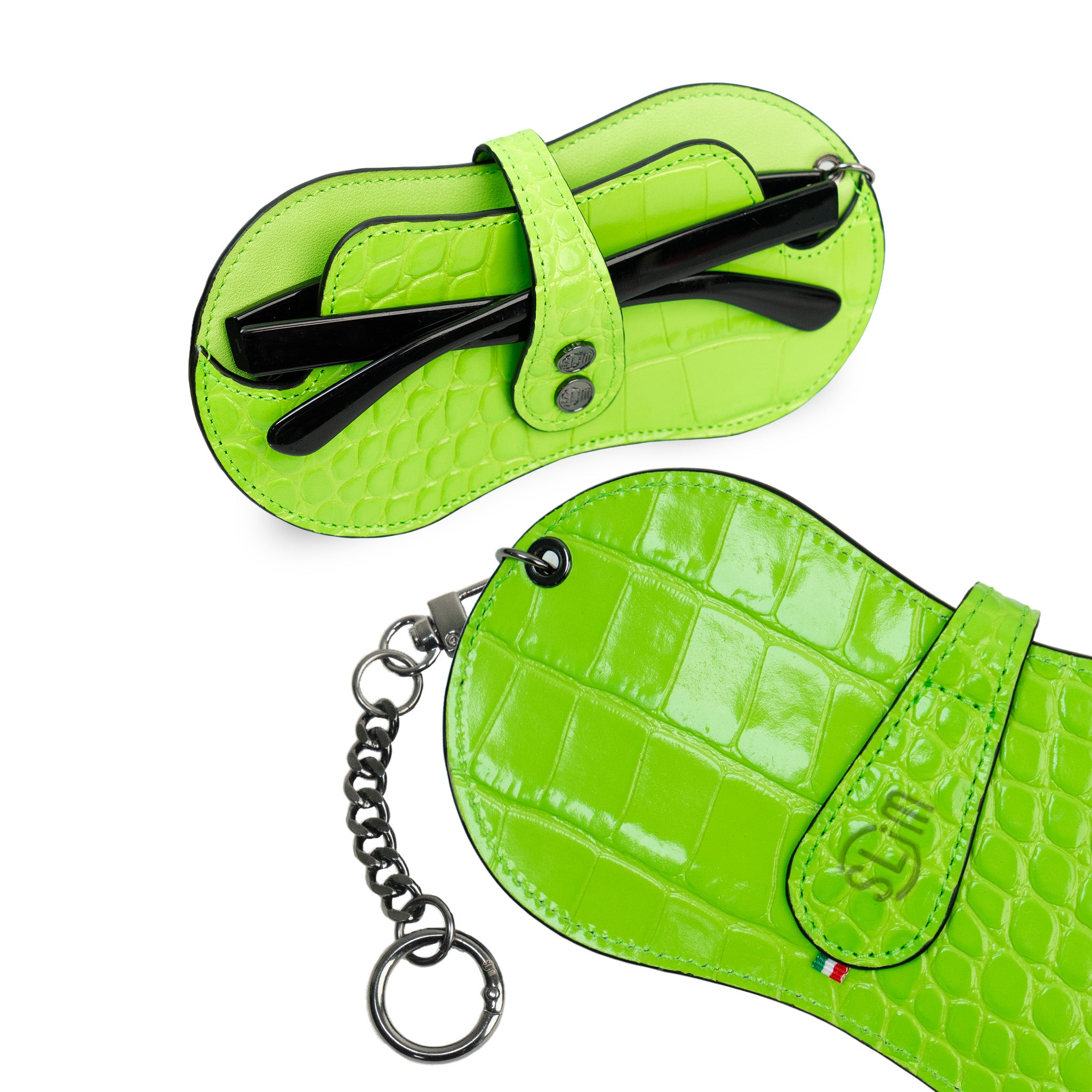 SLim Vision Cocco portaocchiali verde pelle stampa cocco
