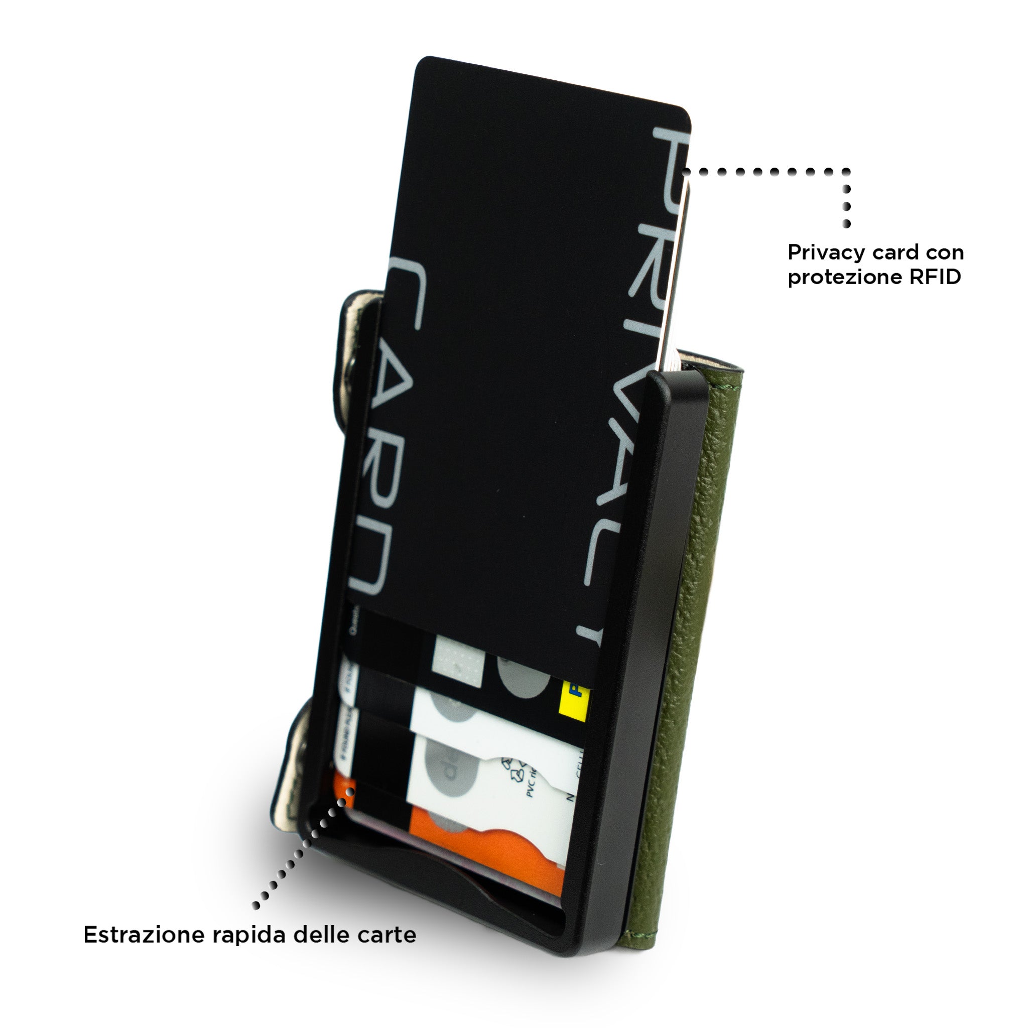 Be Tasck Cinghialino Verde Frame Nero portafoglio pelle RFID