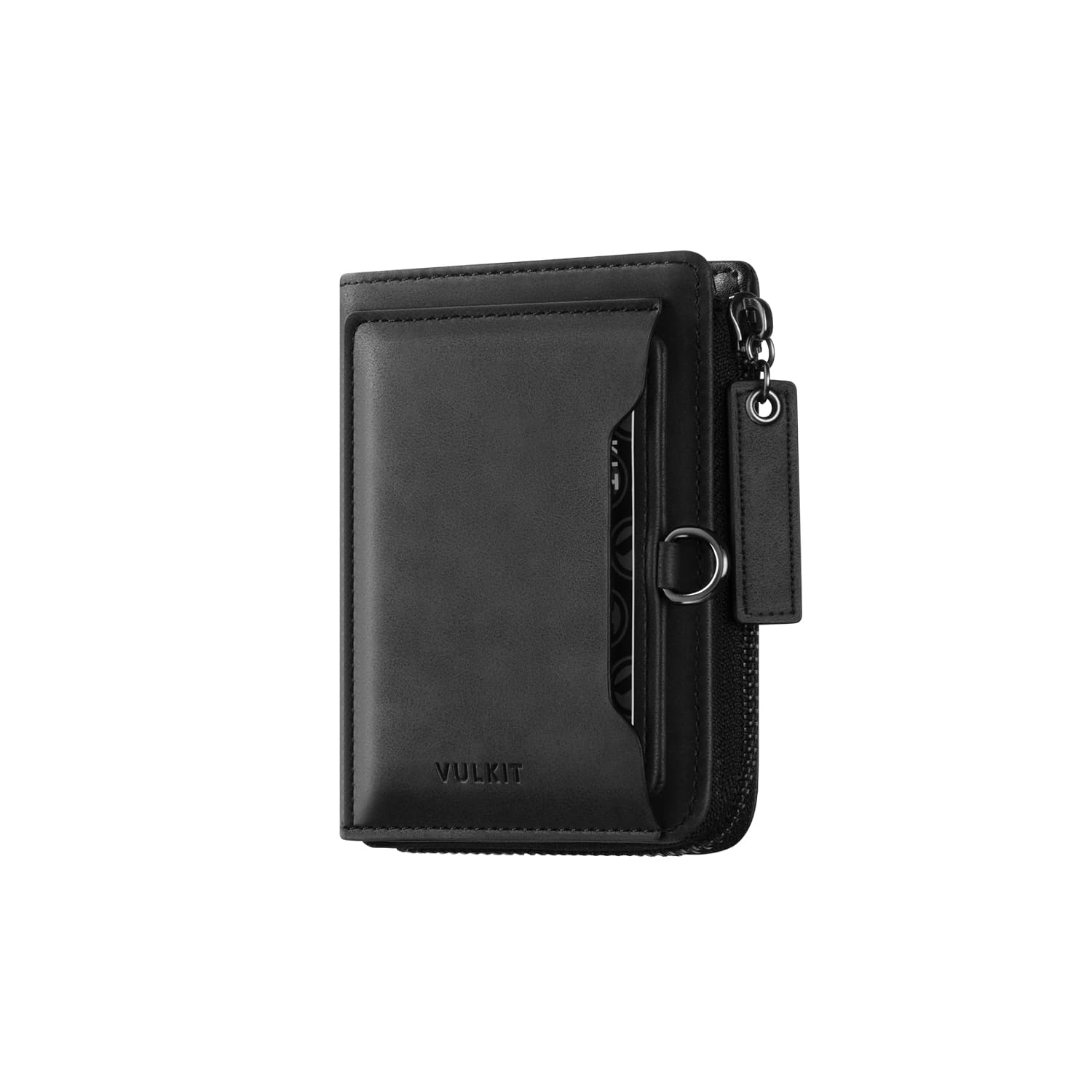 VULKIT VW117 Portafoglio Zip Pelle Marrone RFID