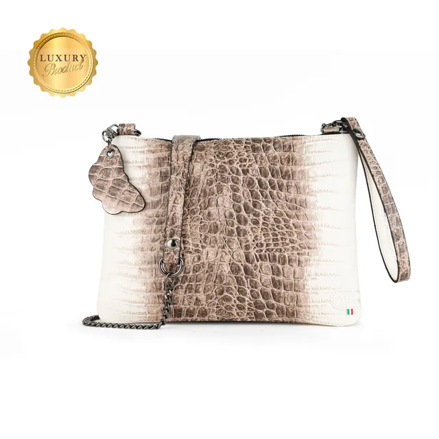 SLim Pochette Tracolla Pelle Cocco Beige