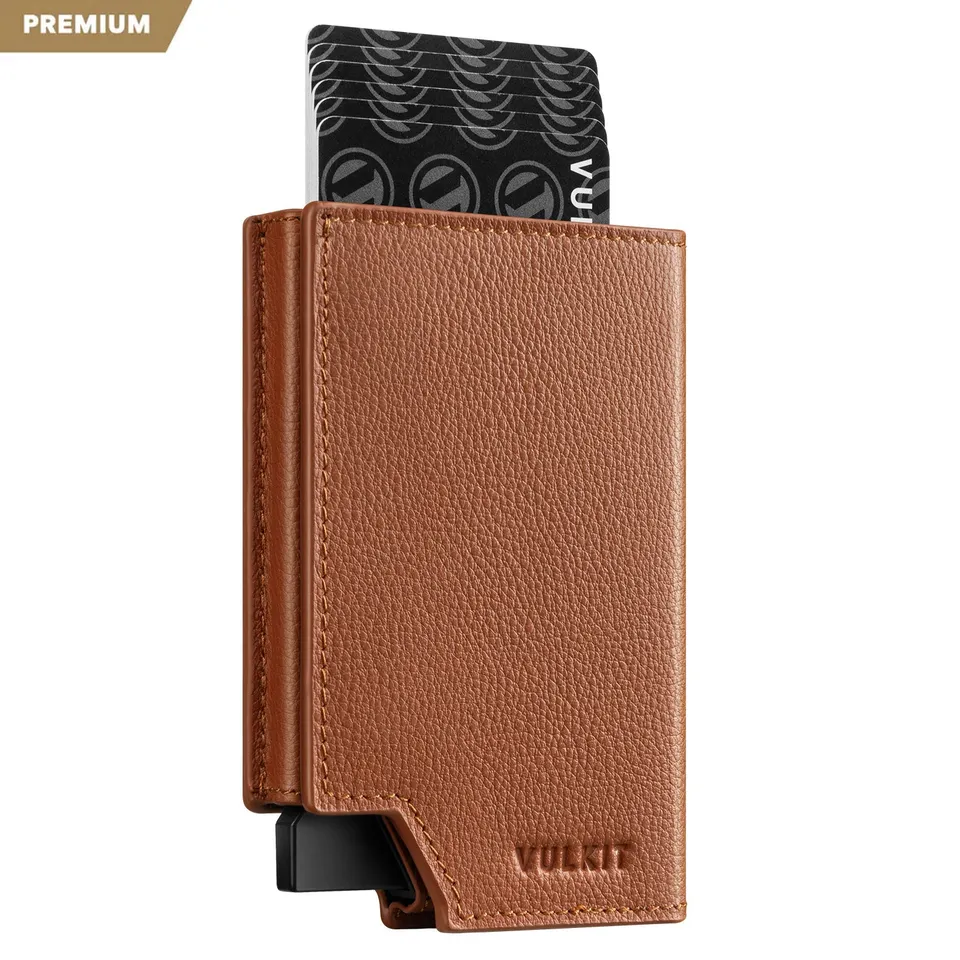 VULKIT Pop Up VC402P portafoglio pelle marrone RFID